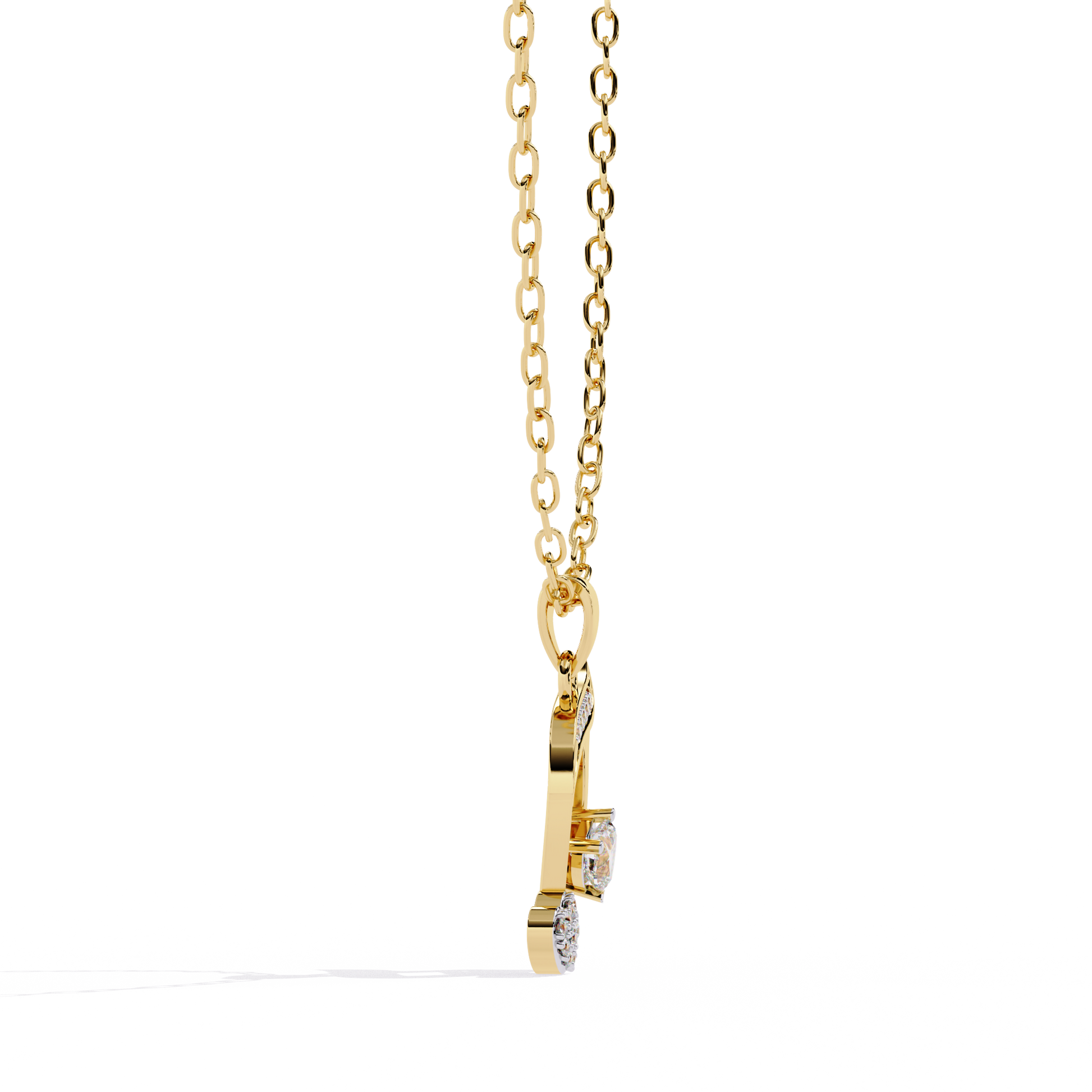 Round Diamond Pendant – Heart Radiant + Round Cut Diamonds in Gold