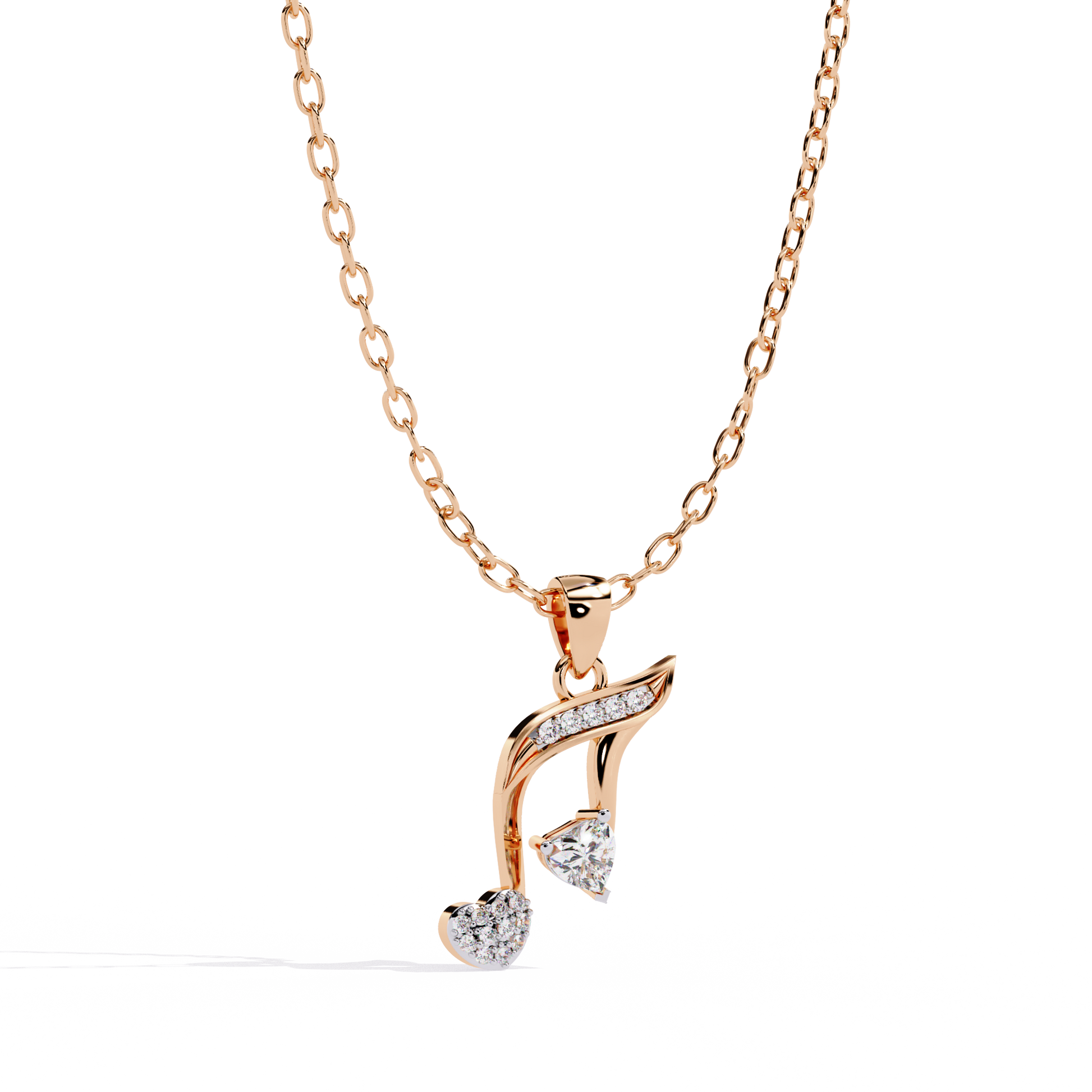 Round Diamond Pendant – Heart Radiant + Round Cut Diamonds in Gold