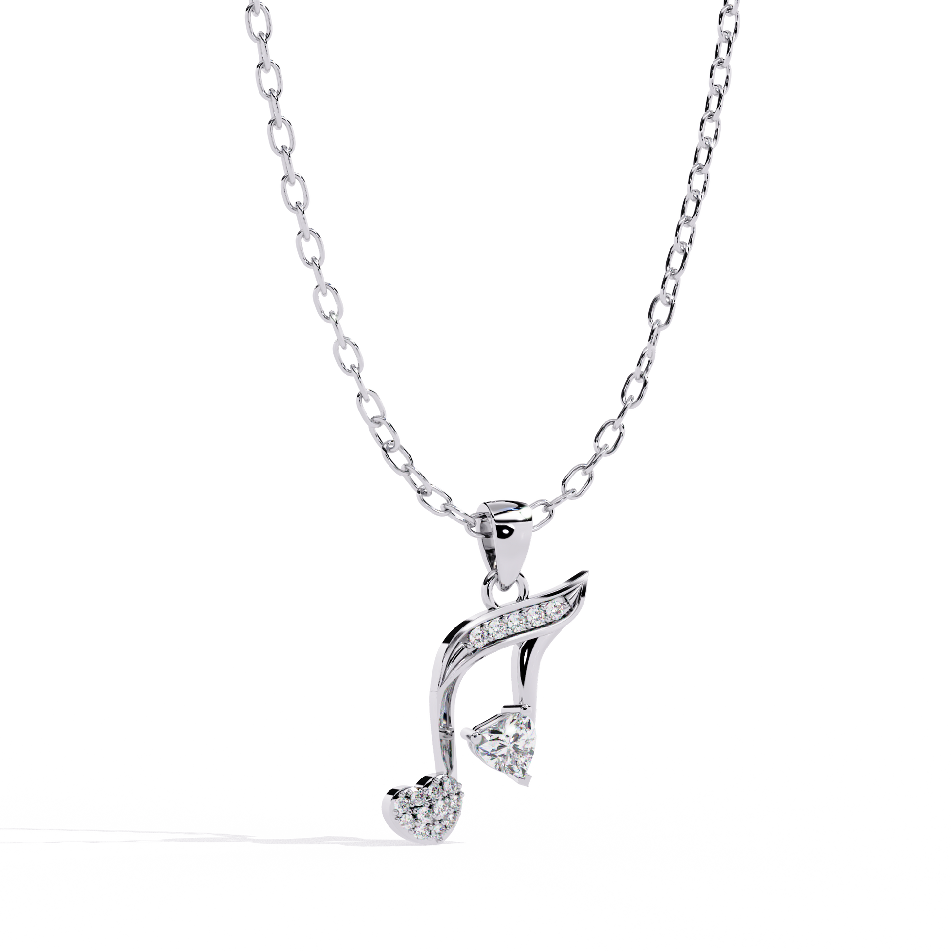 Round Diamond Pendant – Heart Radiant + Round Cut Diamonds in Gold