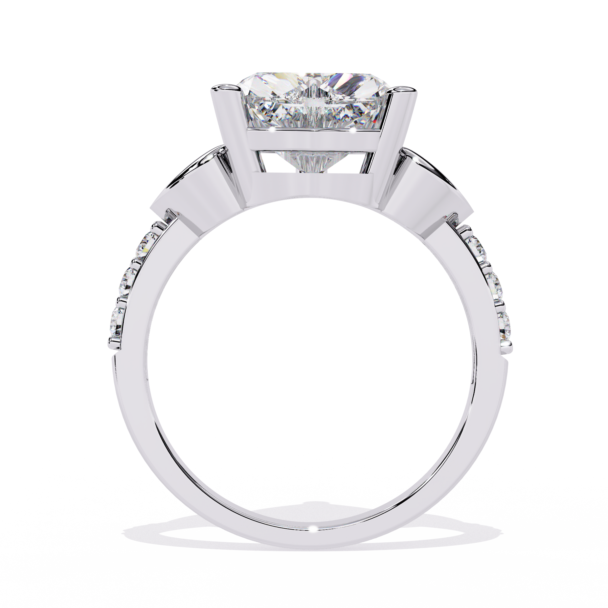 2.33+0.13 Ct heart and round lab-grown diamond wedding ring for women