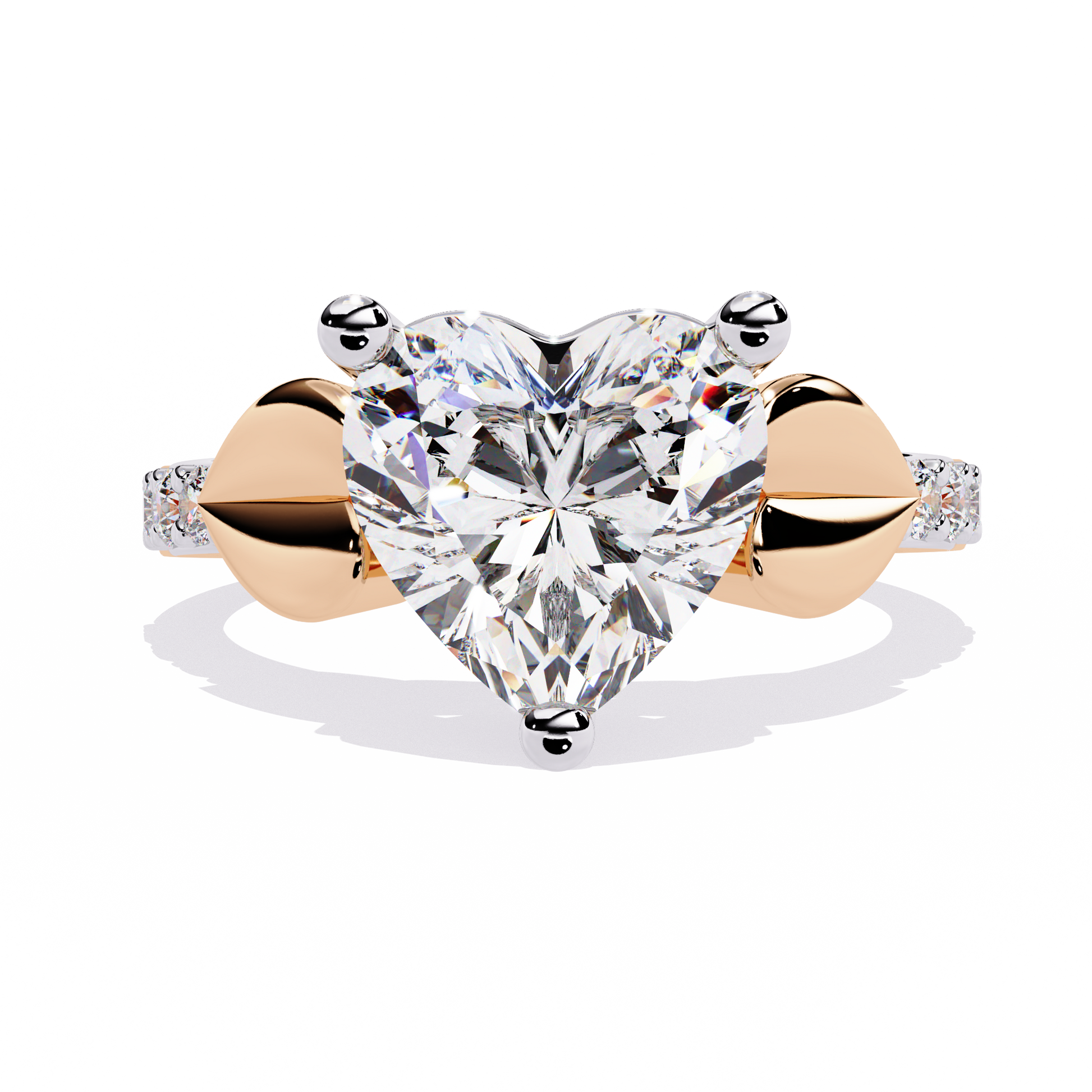 2.33+0.13 Ct heart and round lab-grown diamond wedding ring for women