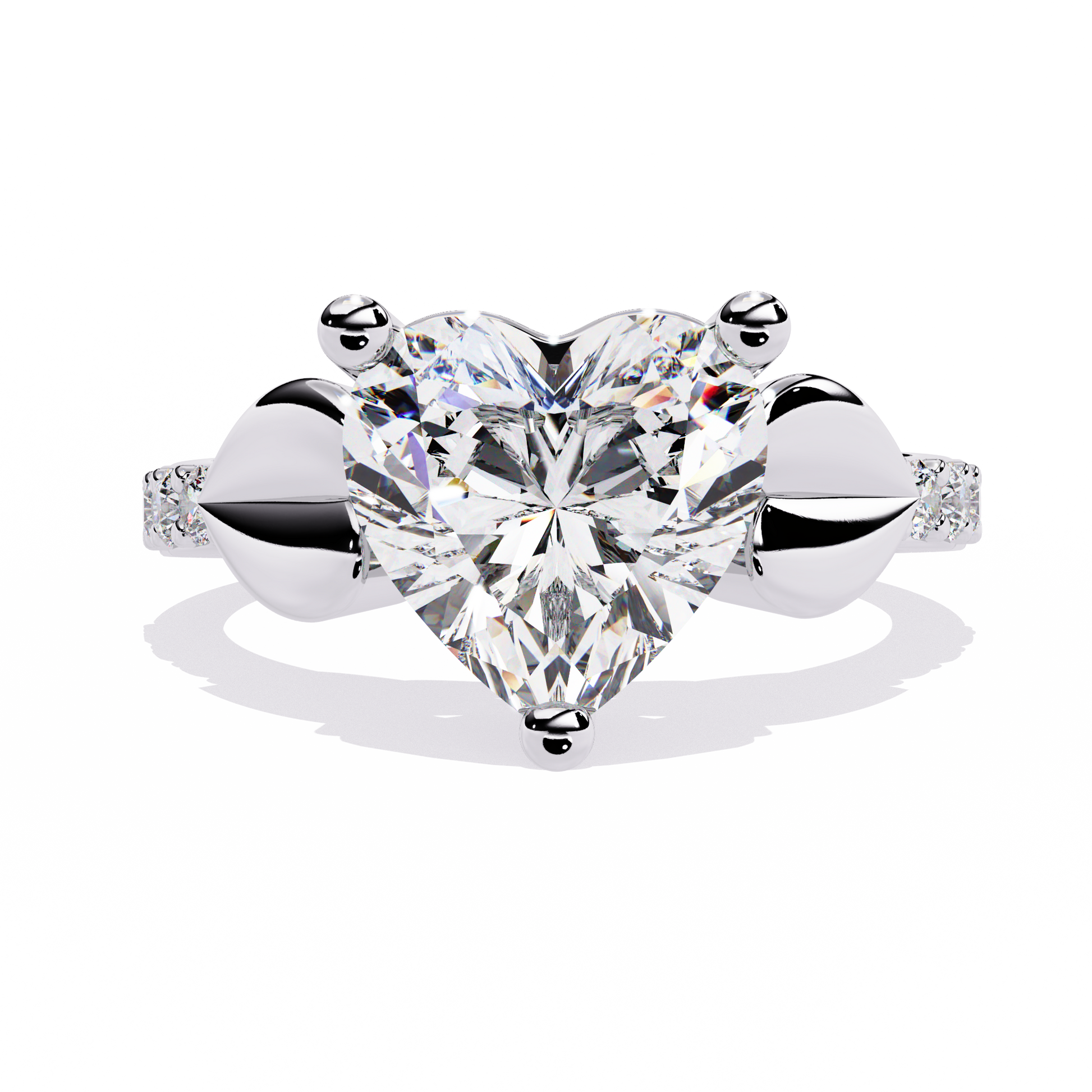 2.33+0.13 Ct heart and round lab-grown diamond wedding ring for women