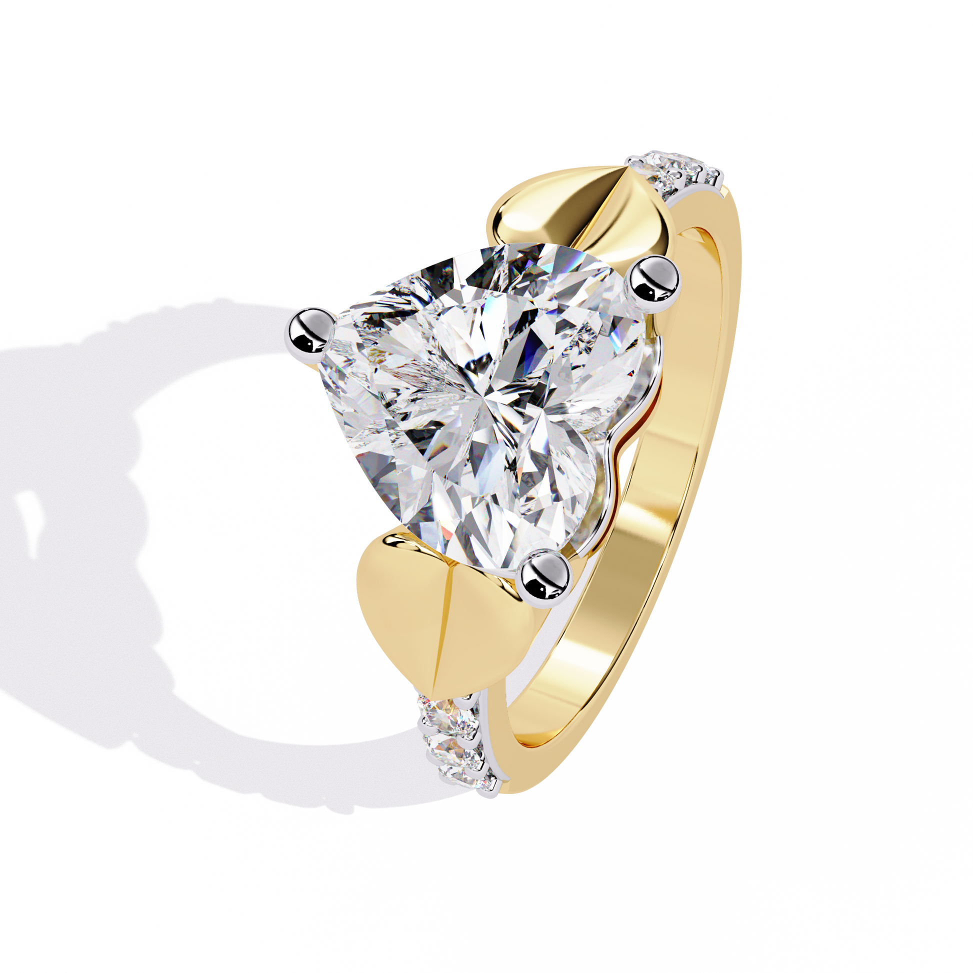 2.33+0.13 Ct heart and round lab-grown diamond wedding ring for women