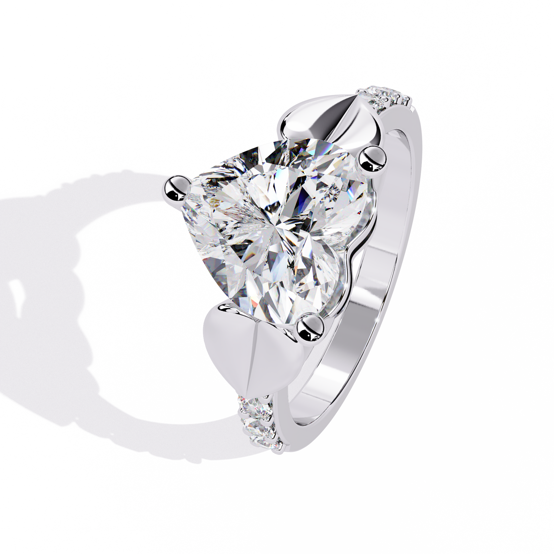 2.33+0.13 Ct heart and round lab-grown diamond wedding ring for women