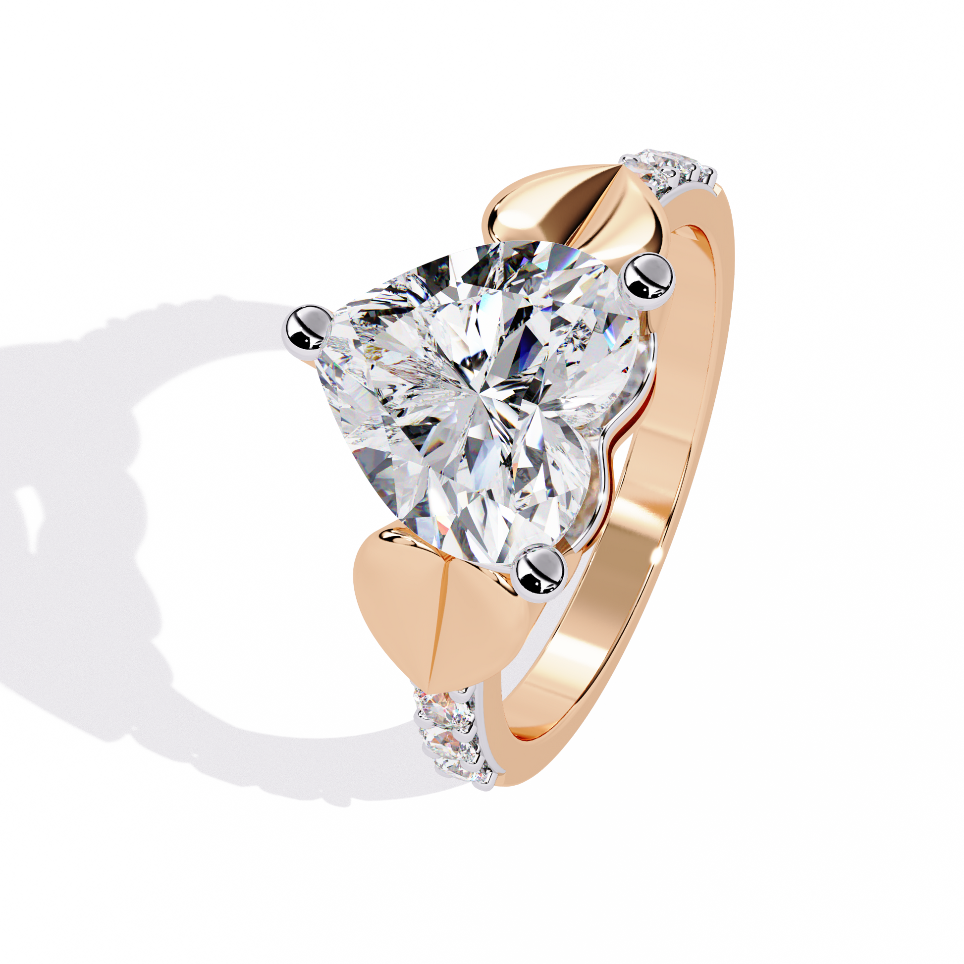 2.33+0.13 Ct heart and round lab-grown diamond wedding ring for women