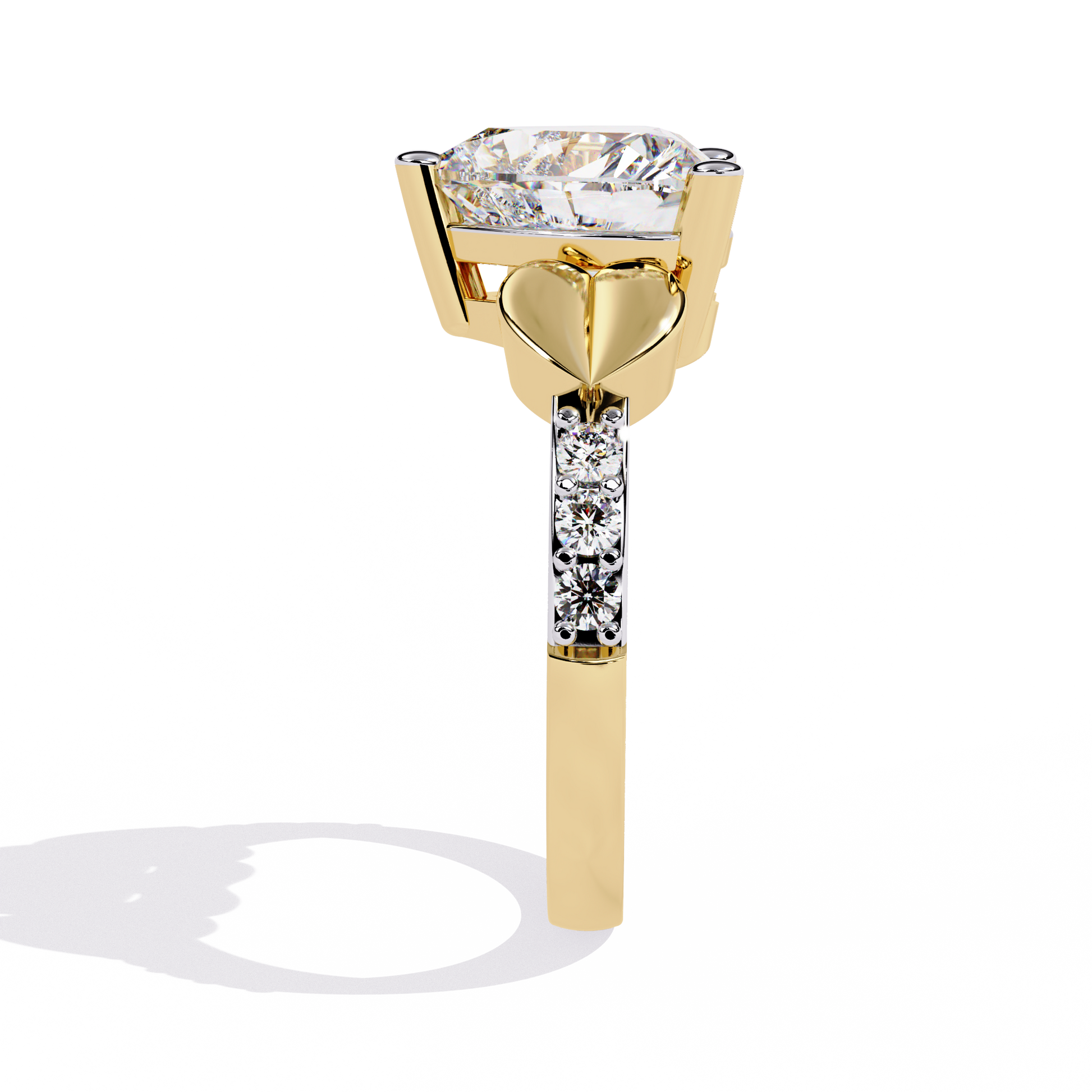 2.33+0.13 Ct heart and round lab-grown diamond wedding ring for women