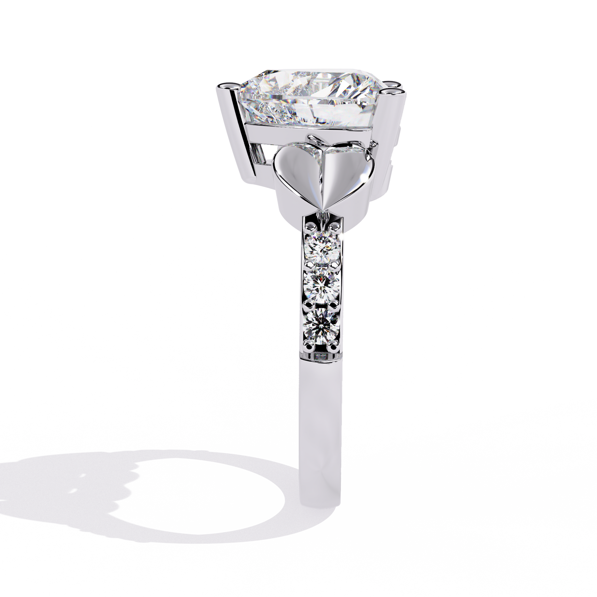 2.33+0.13 Ct heart and round lab-grown diamond wedding ring for women