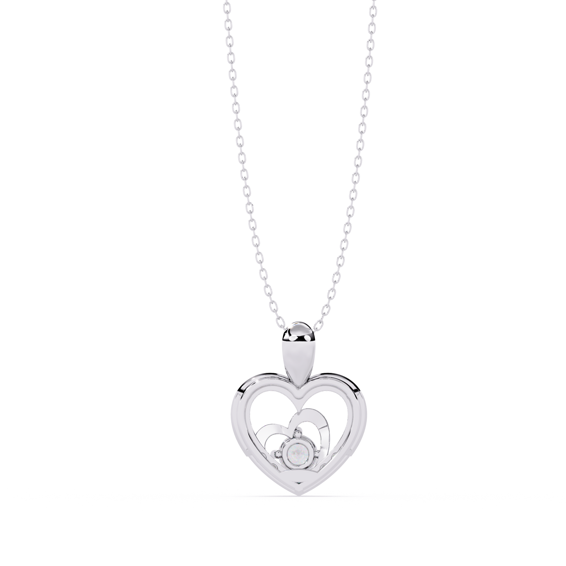 Premium Round Diamond Heart Shape Pendant – Elegant Solitaire Design in Gold
