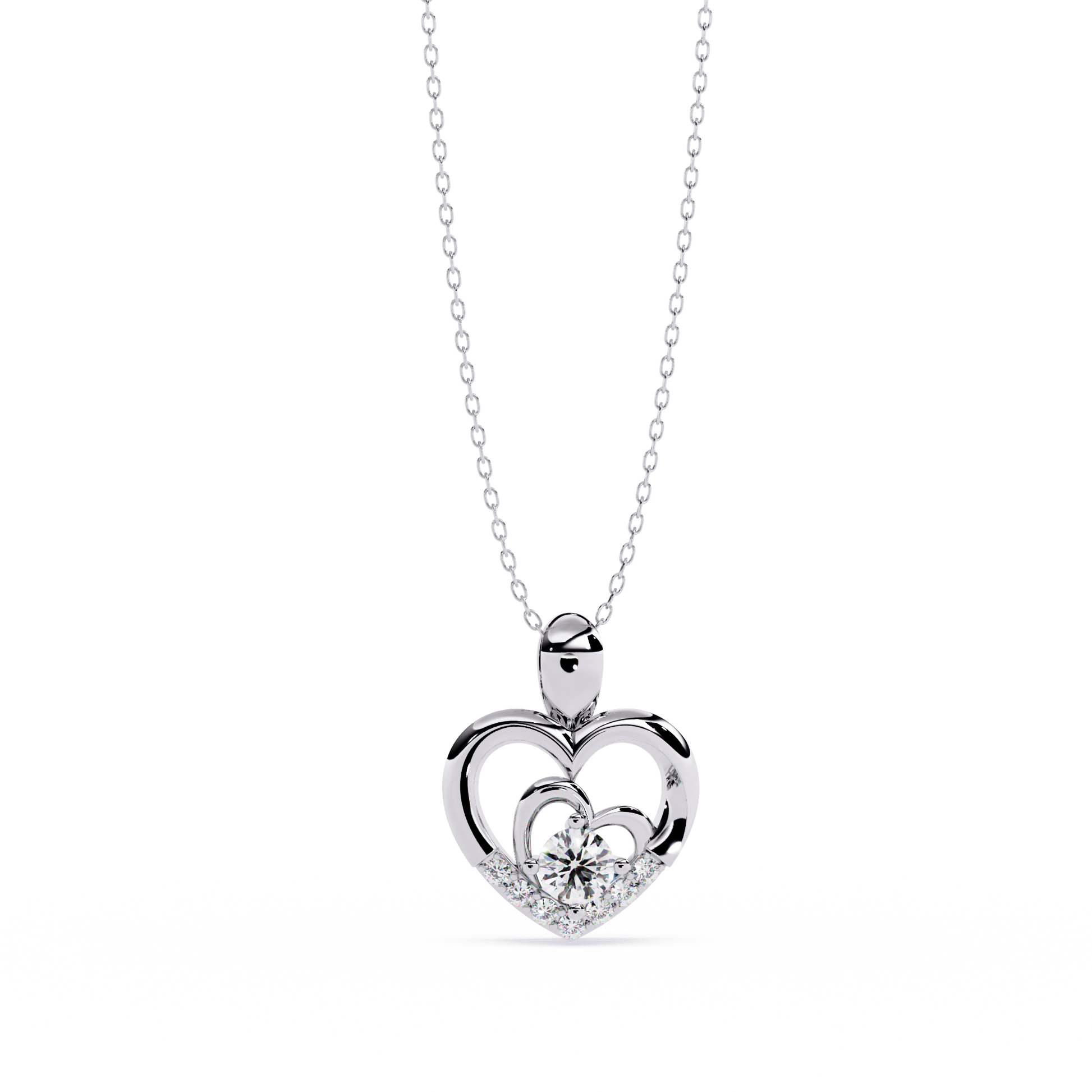 Premium Round Diamond Heart Shape Pendant – Elegant Solitaire Design in Gold