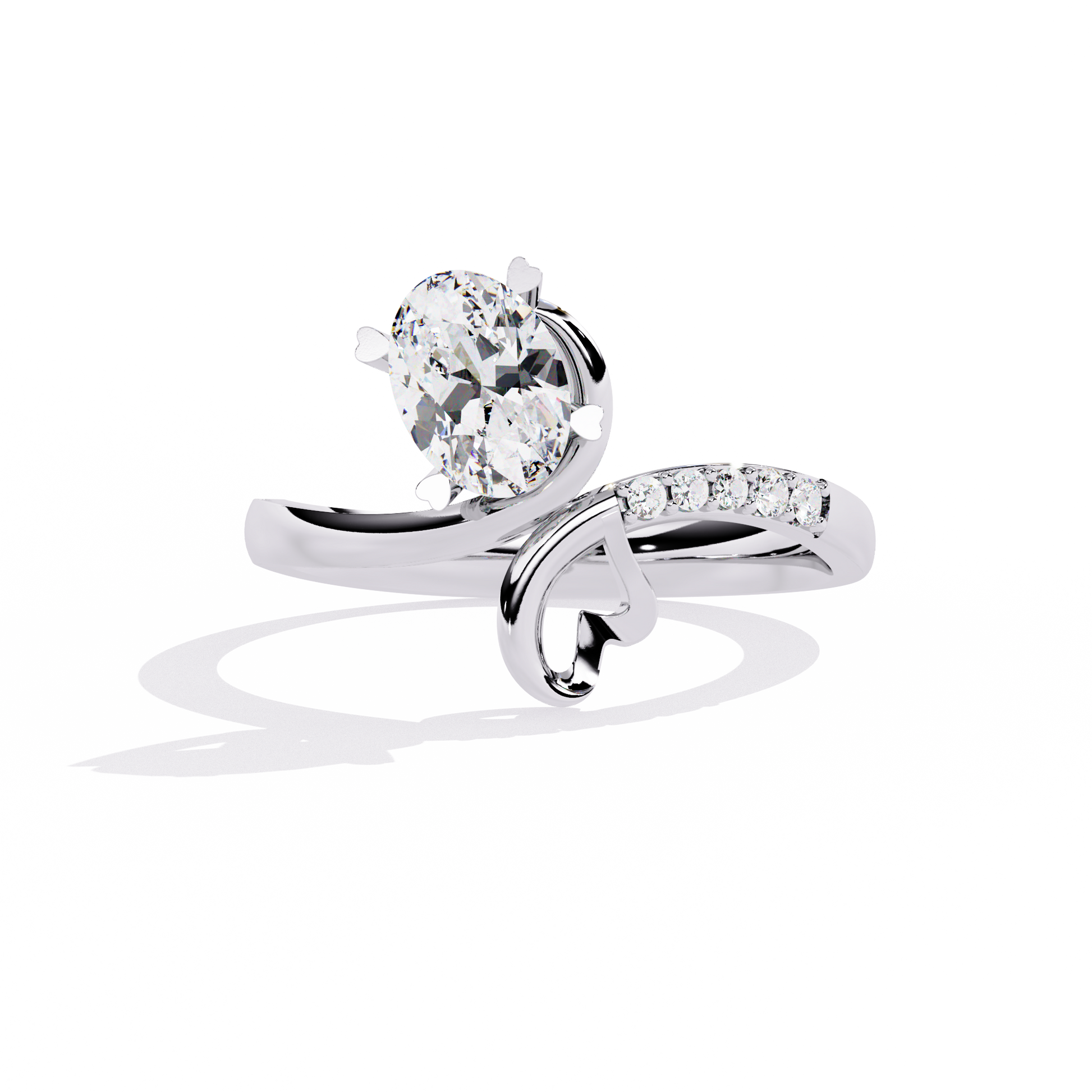 0.89+0.05 Ct oval and round lab-grown diamond ring for women