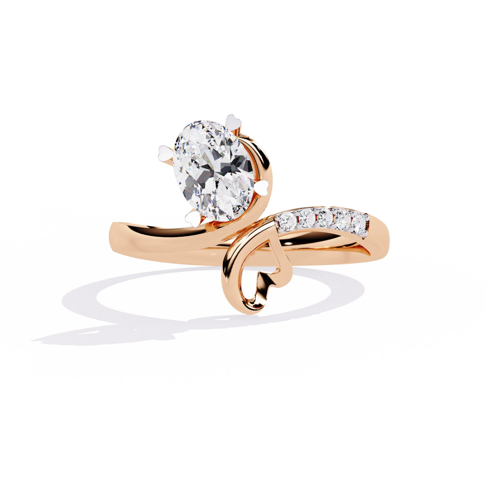 0.89+0.05 Ct oval and round lab-grown diamond ring for women