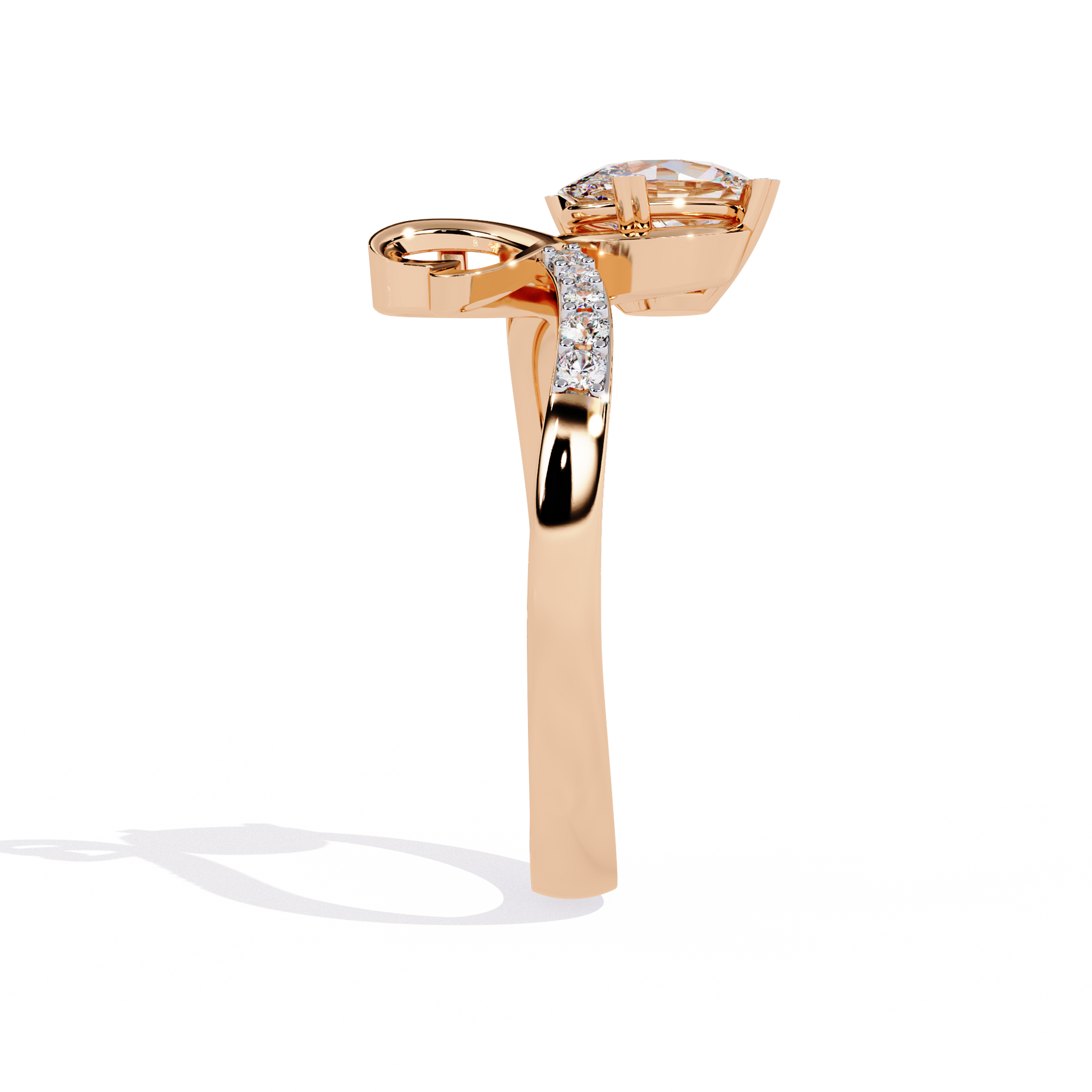 0.89+0.05 Ct oval and round lab-grown diamond ring for women