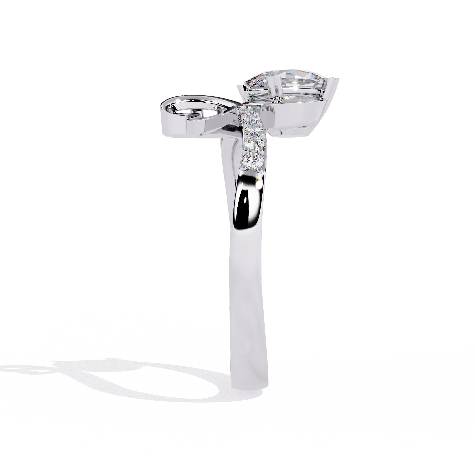 0.89+0.05 Ct oval and round lab-grown diamond ring for women