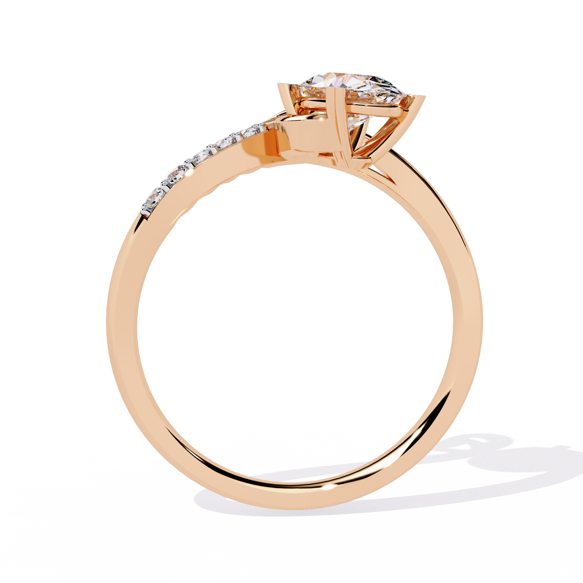 0.89+0.05 Ct oval and round lab-grown diamond ring for women