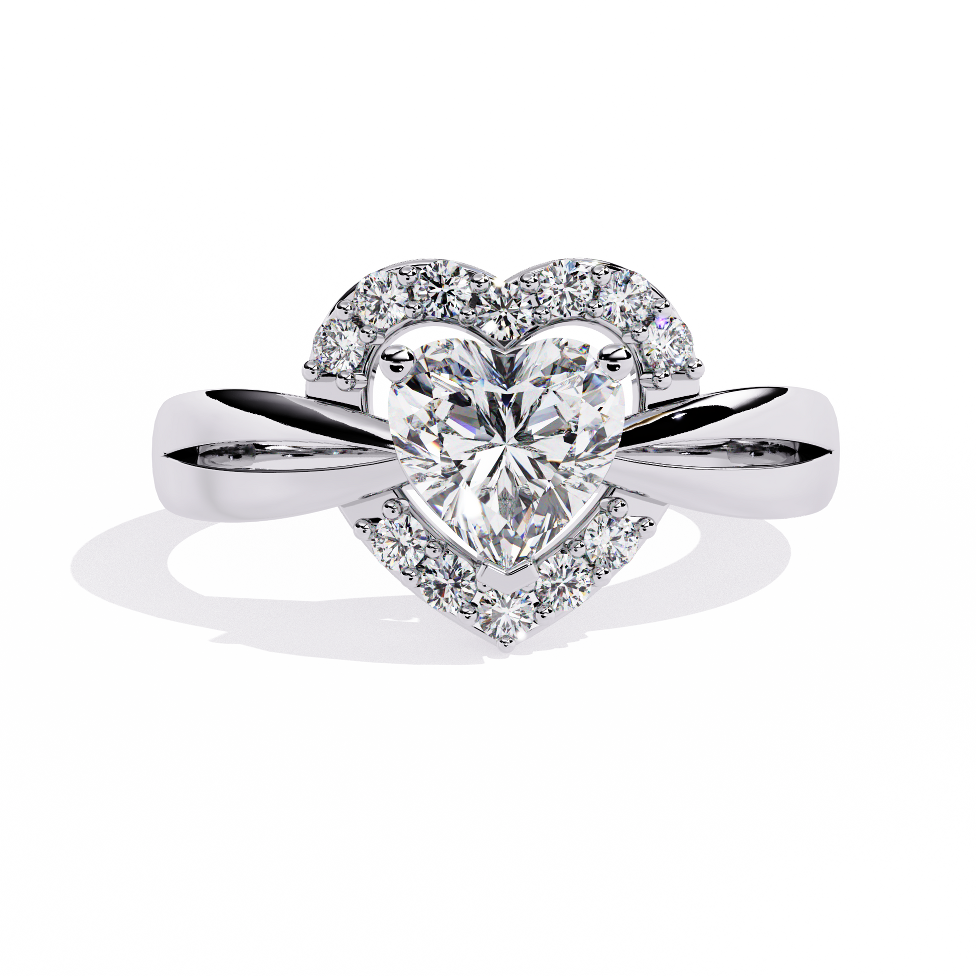 0.80+0.16 Ct Heart Radiant and round lab-grown diamond ring for women