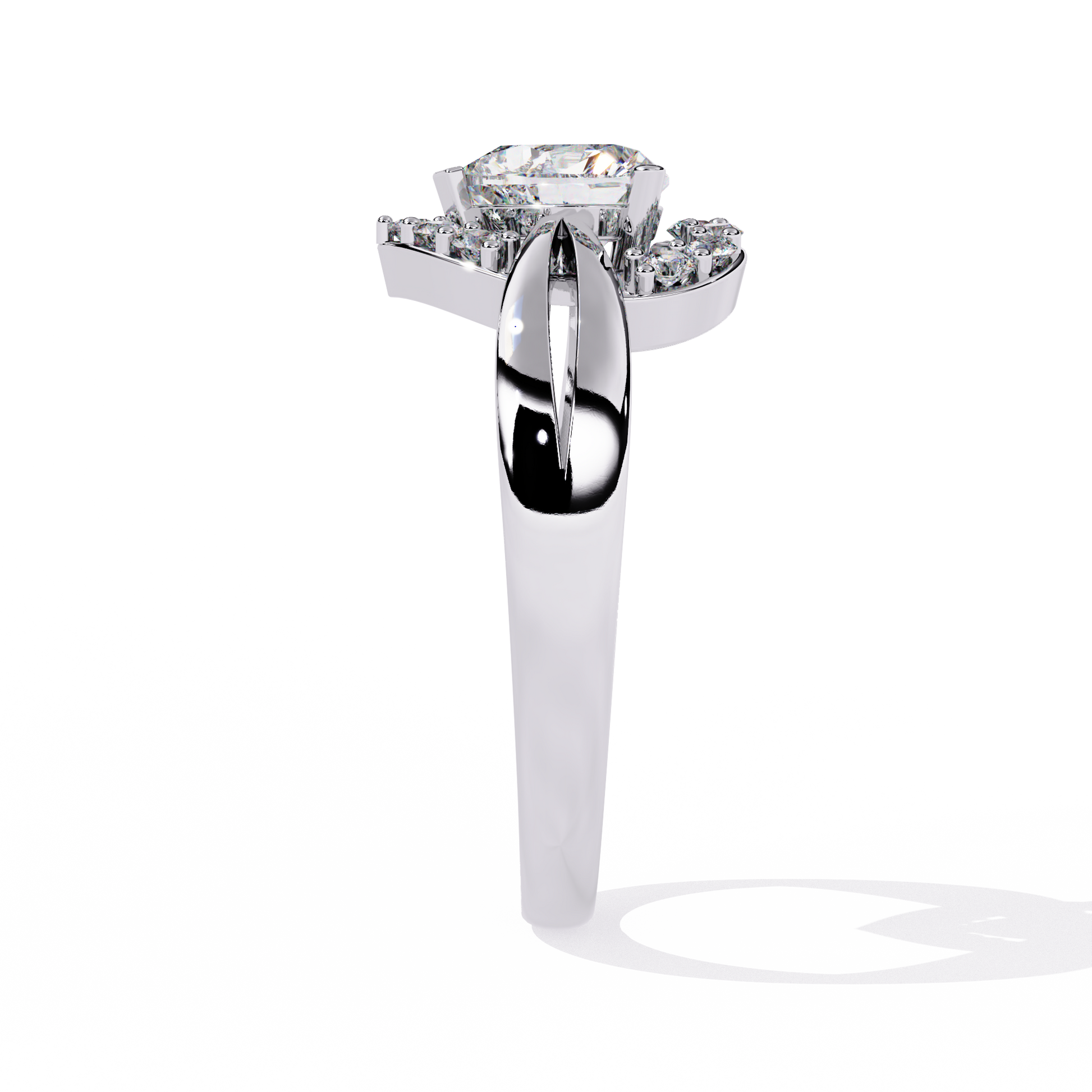 0.80+0.16 Ct Heart Radiant and round lab-grown diamond ring for women