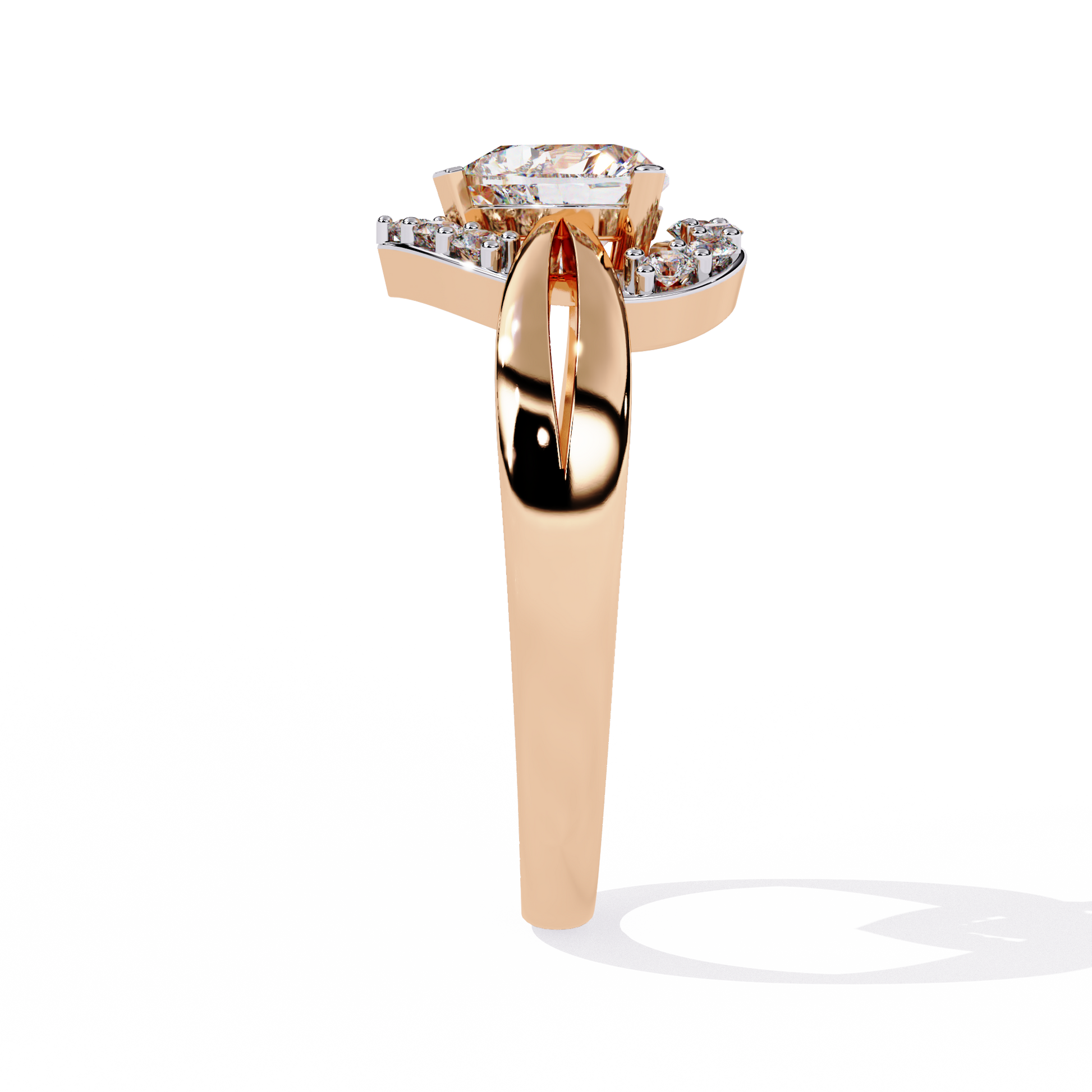 0.80+0.16 Ct Heart Radiant and round lab-grown diamond ring for women