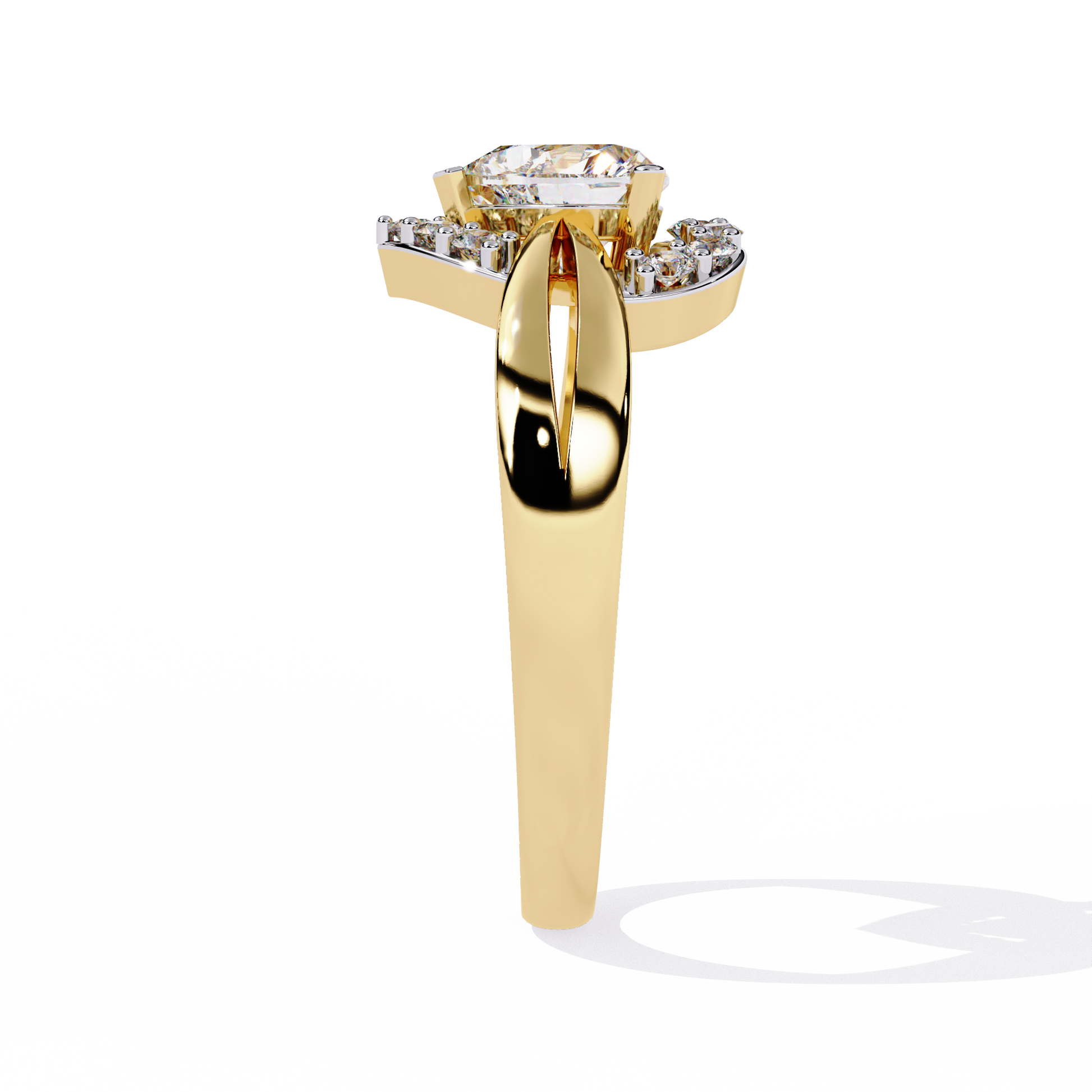 Elegant HR & Round Lab-Grown Diamond Ring for Women – Luxurious Gold Design