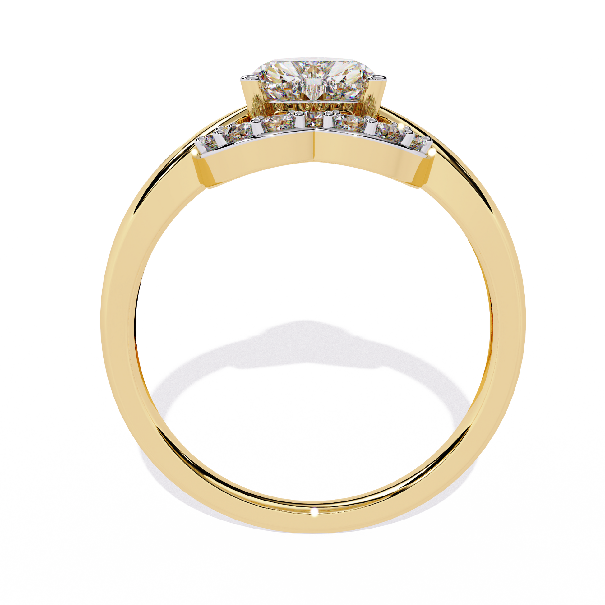 0.80+0.16 Ct Heart Radiant and round lab-grown diamond ring for women