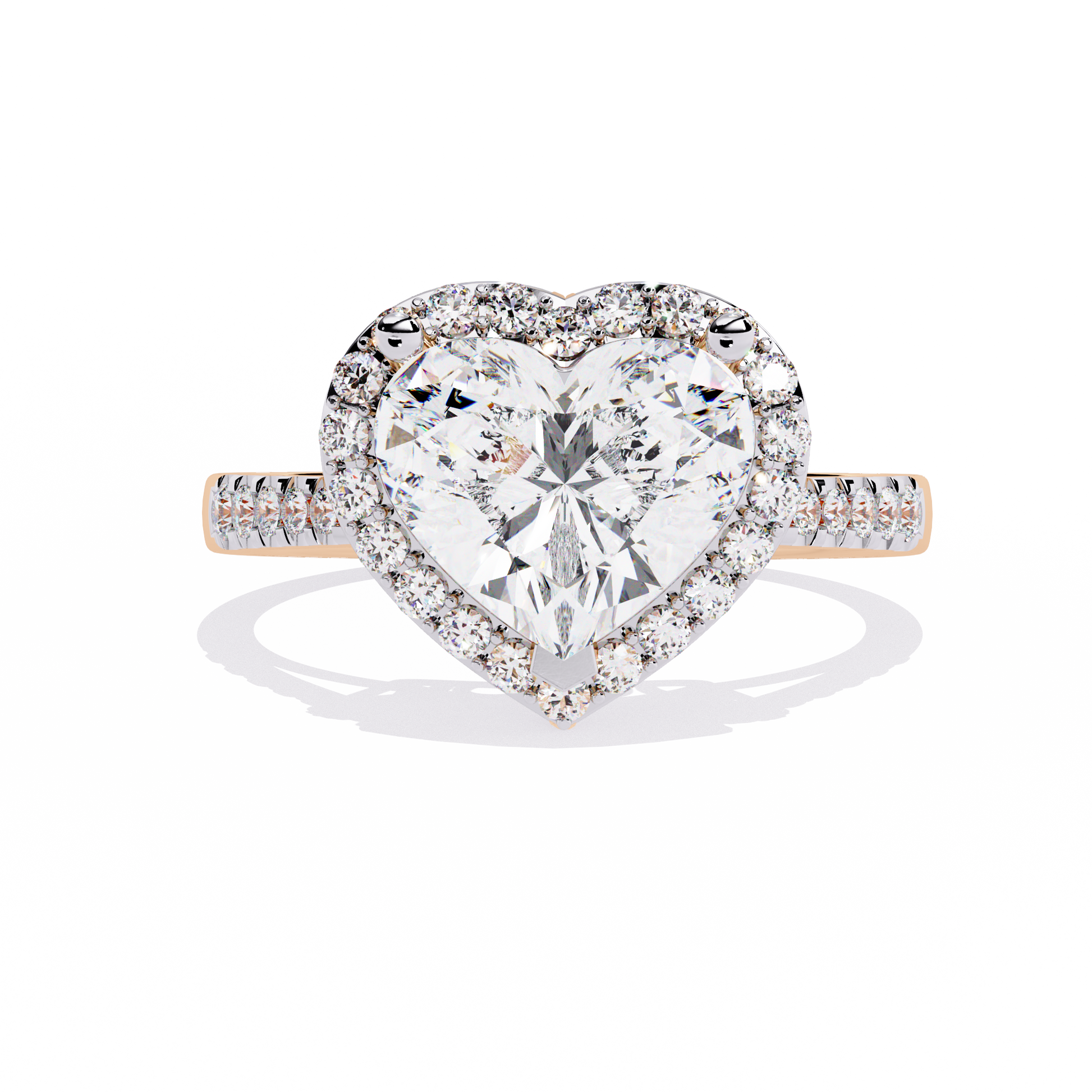 1.78+0.27 Ct Heart Radiant and round lab-grown diamond ring for women
