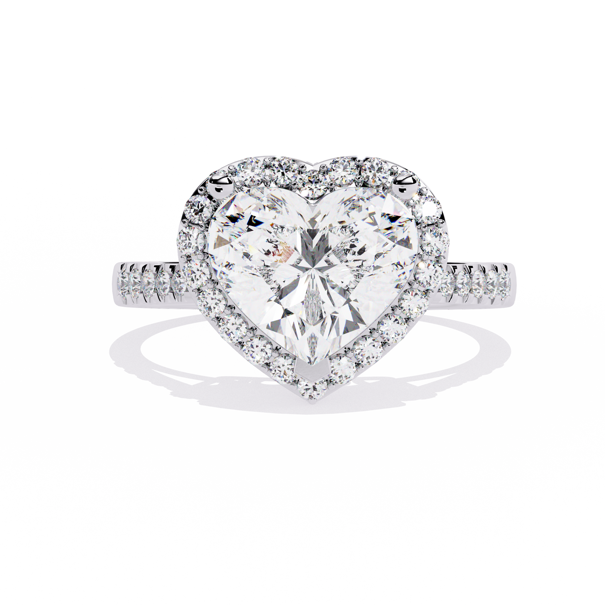 1.78+0.27 Ct Heart Radiant and round lab-grown diamond ring for women
