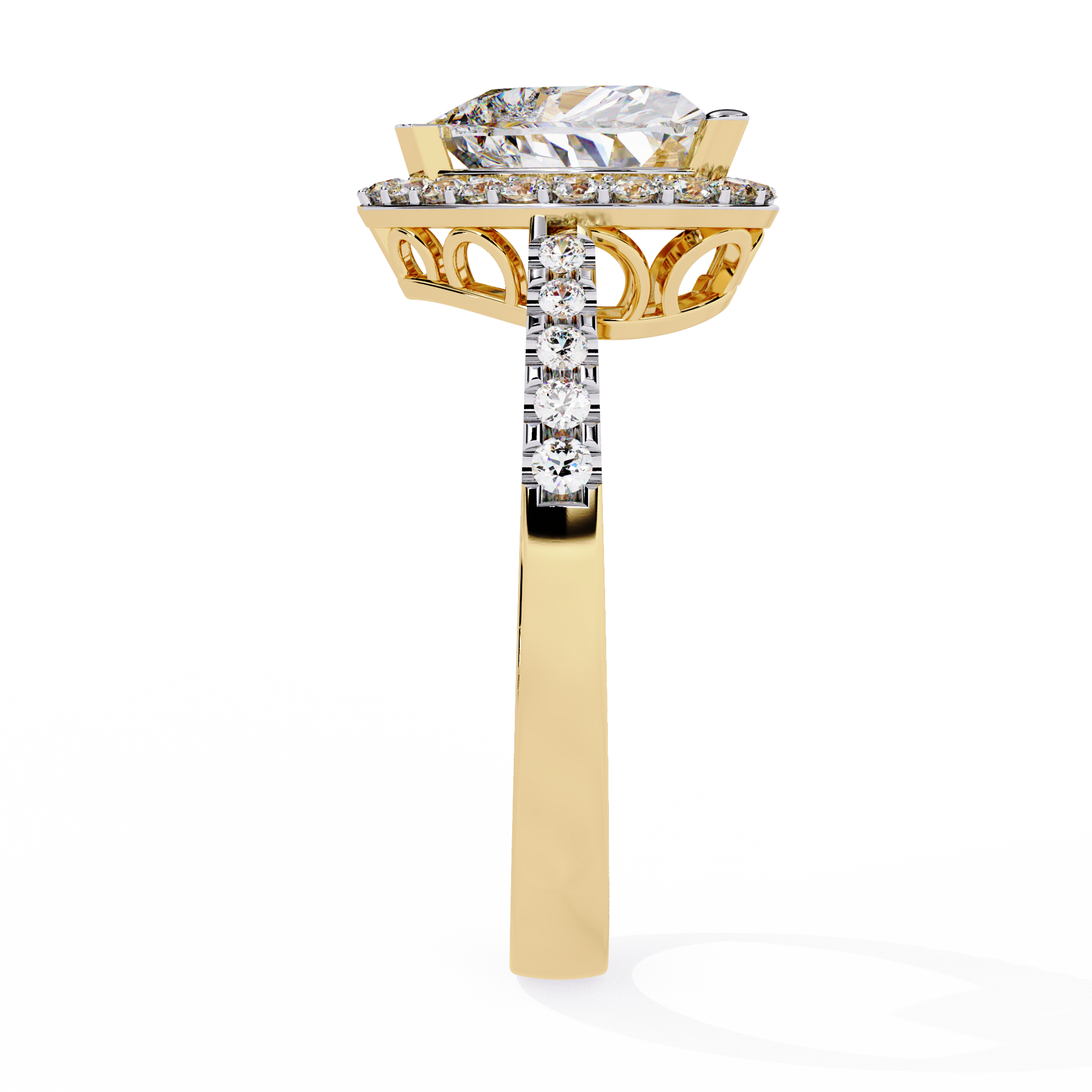 1.78+0.27 Ct Heart Radiant and round lab-grown diamond ring for women