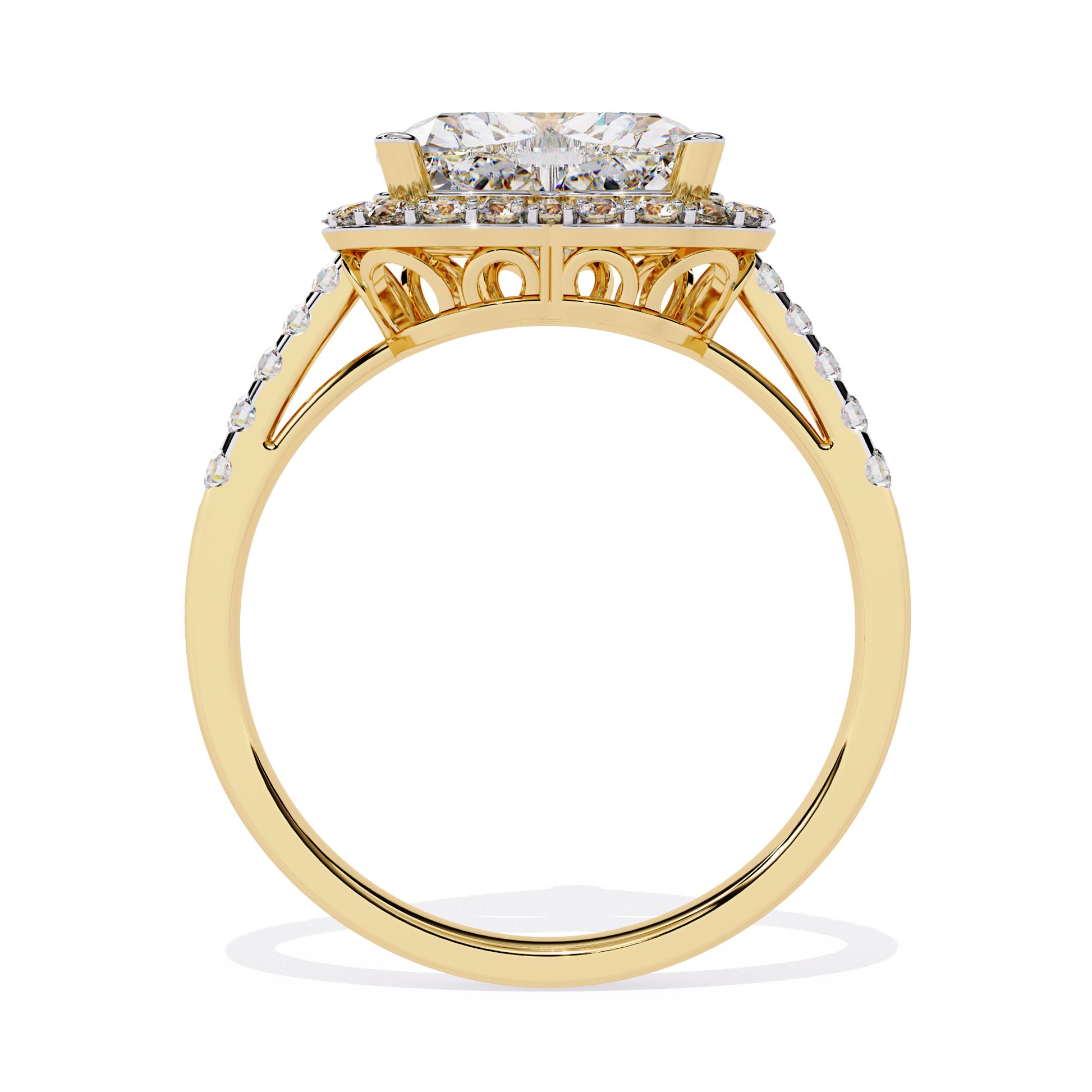 1.78+0.27 Ct Heart Radiant and round lab-grown diamond ring for women