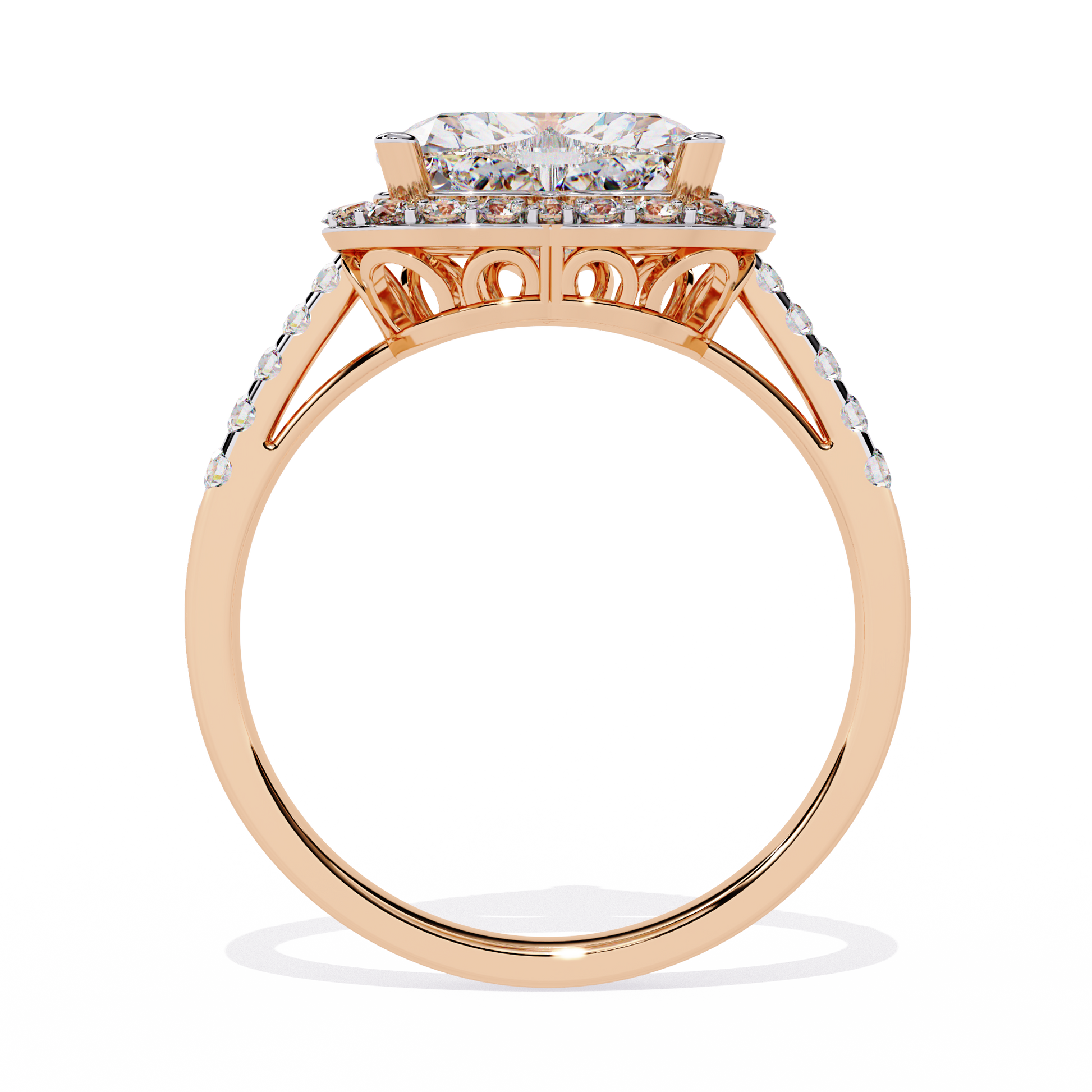 1.78+0.27 Ct Heart Radiant and round lab-grown diamond ring for women