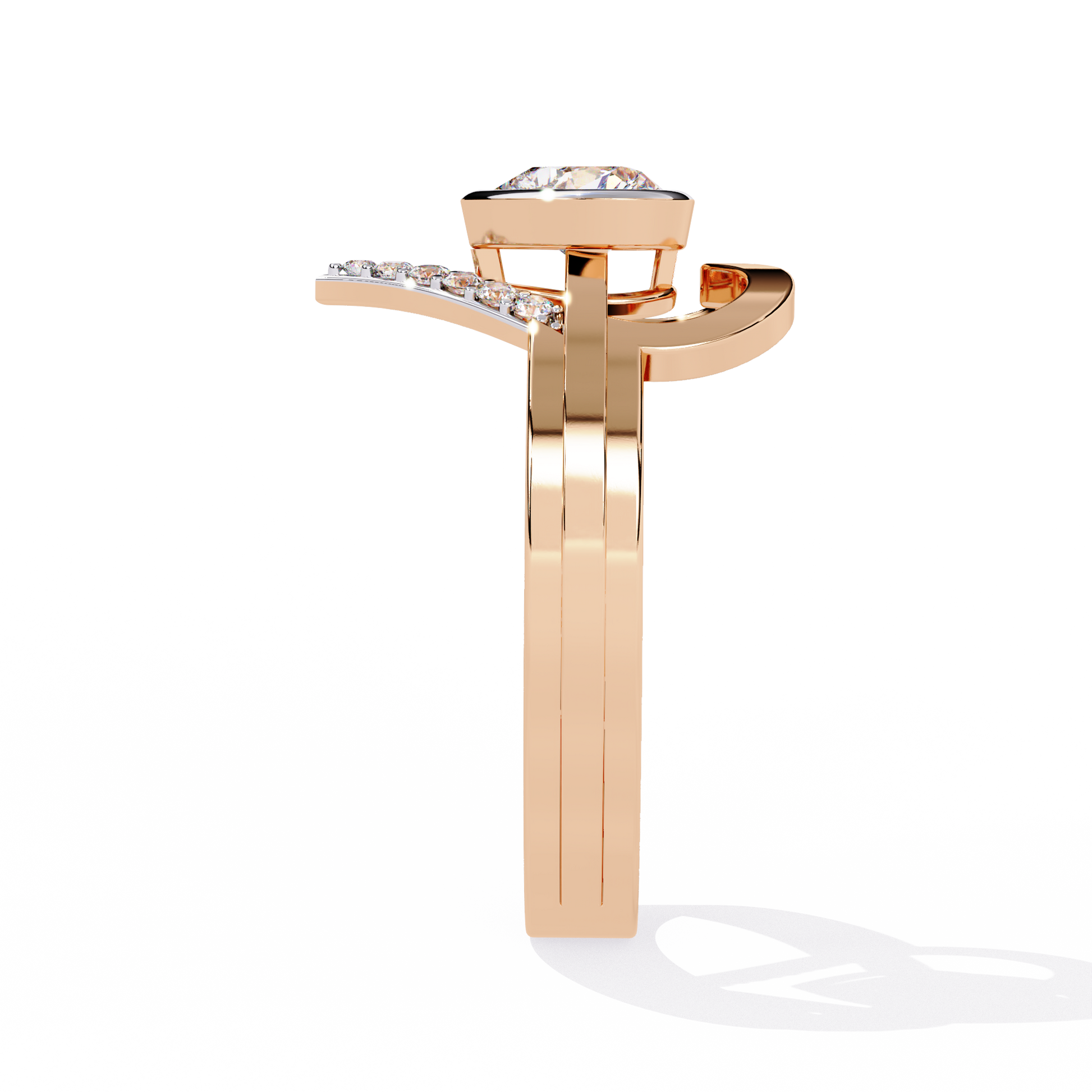 0.44+0.07 Ct Heart Radiant and round lab-grown diamond ring for women