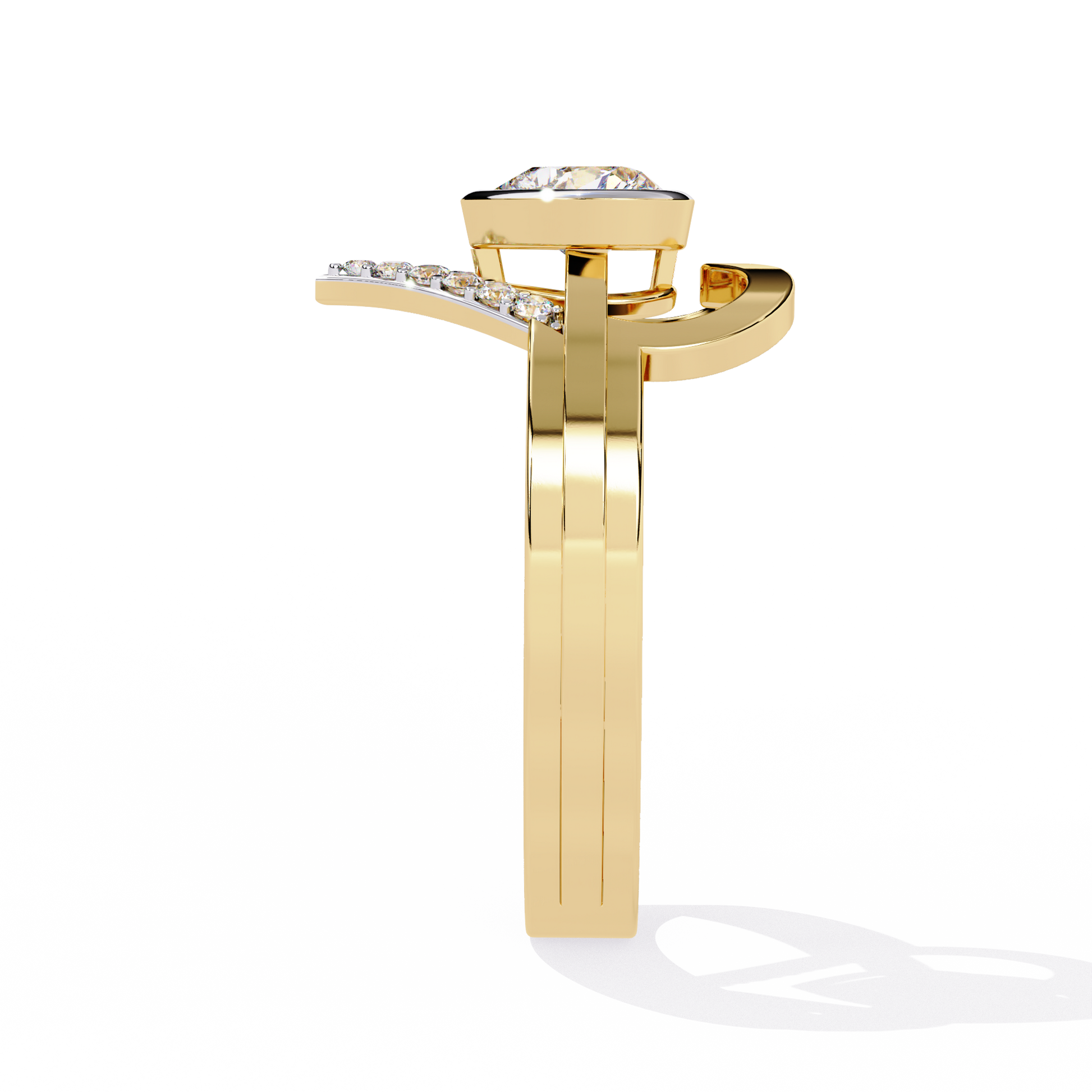 0.44+0.07 Ct Heart Radiant and round lab-grown diamond ring for women