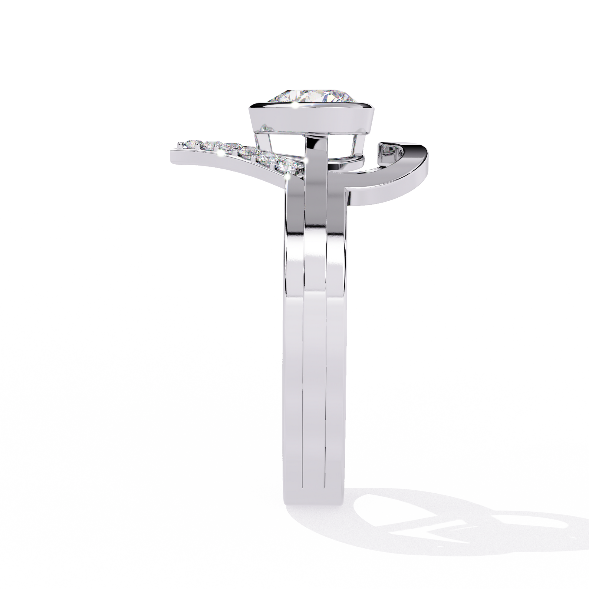 0.44+0.07 Ct Heart Radiant and round lab-grown diamond ring for women