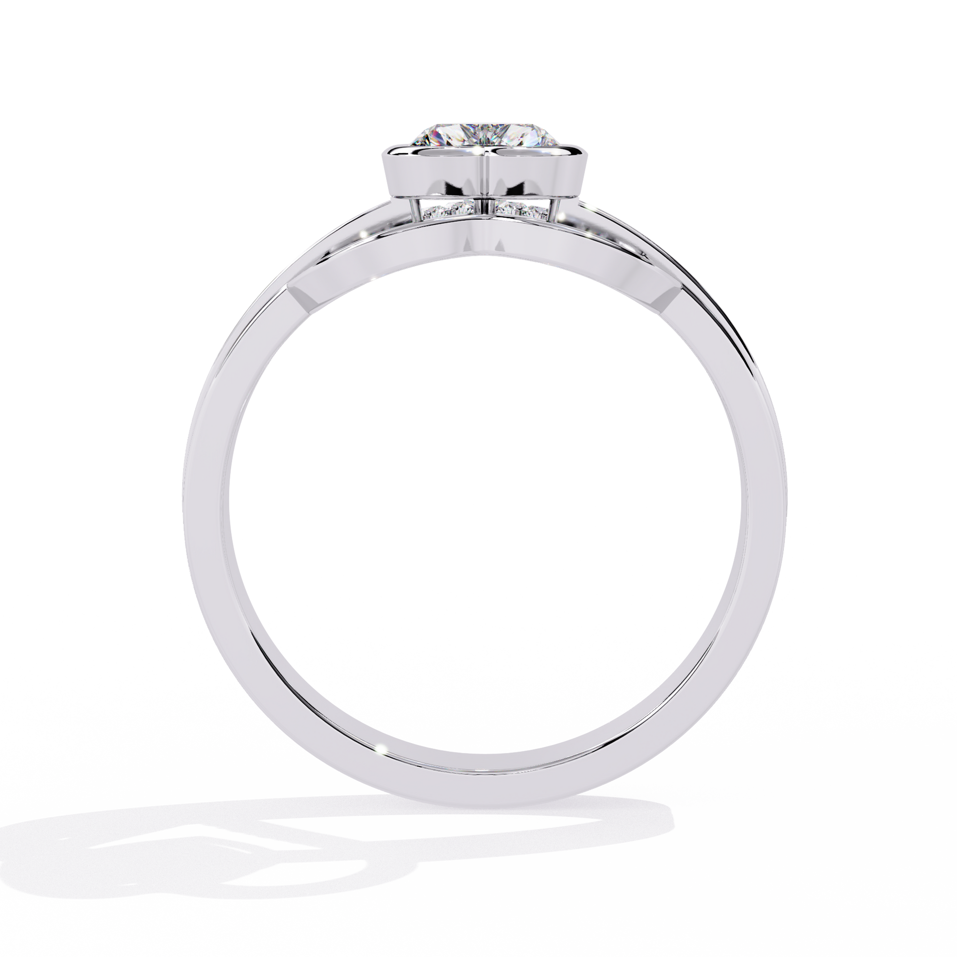 0.44+0.07 Ct Heart Radiant and round lab-grown diamond ring for women