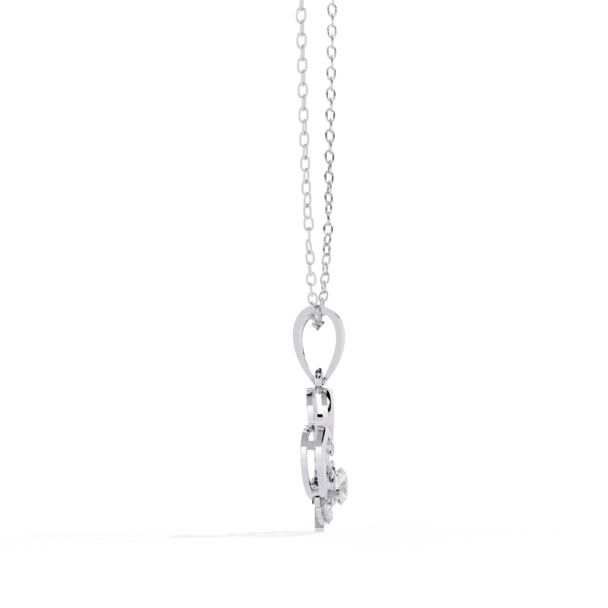 Solitaire Lab Grown Diamonds Heart Swirl Pendant in 14K Gold – Main + Round Diamonds