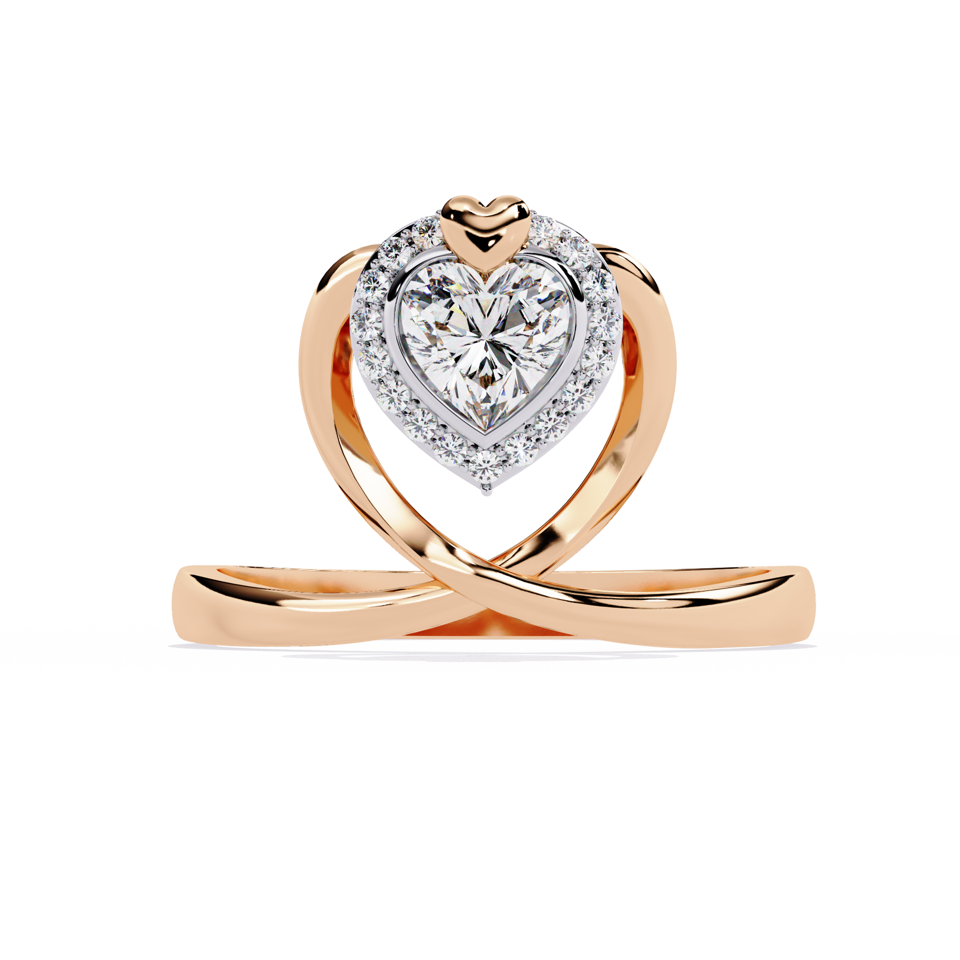 0.50+0.06 Ct HR and round cut lab-grown diamond ring in gold setting