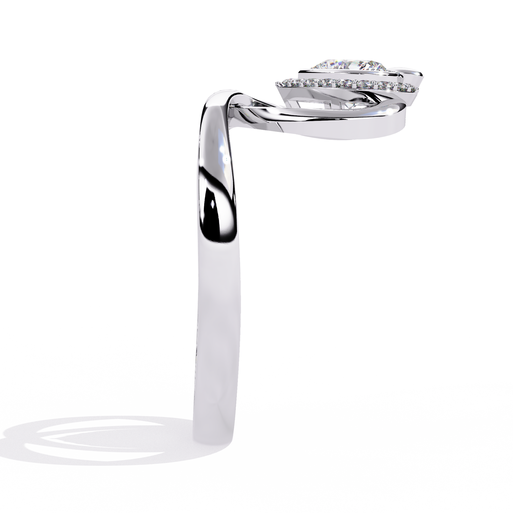 0.50+0.06 Ct HR and round cut lab-grown diamond ring in gold setting