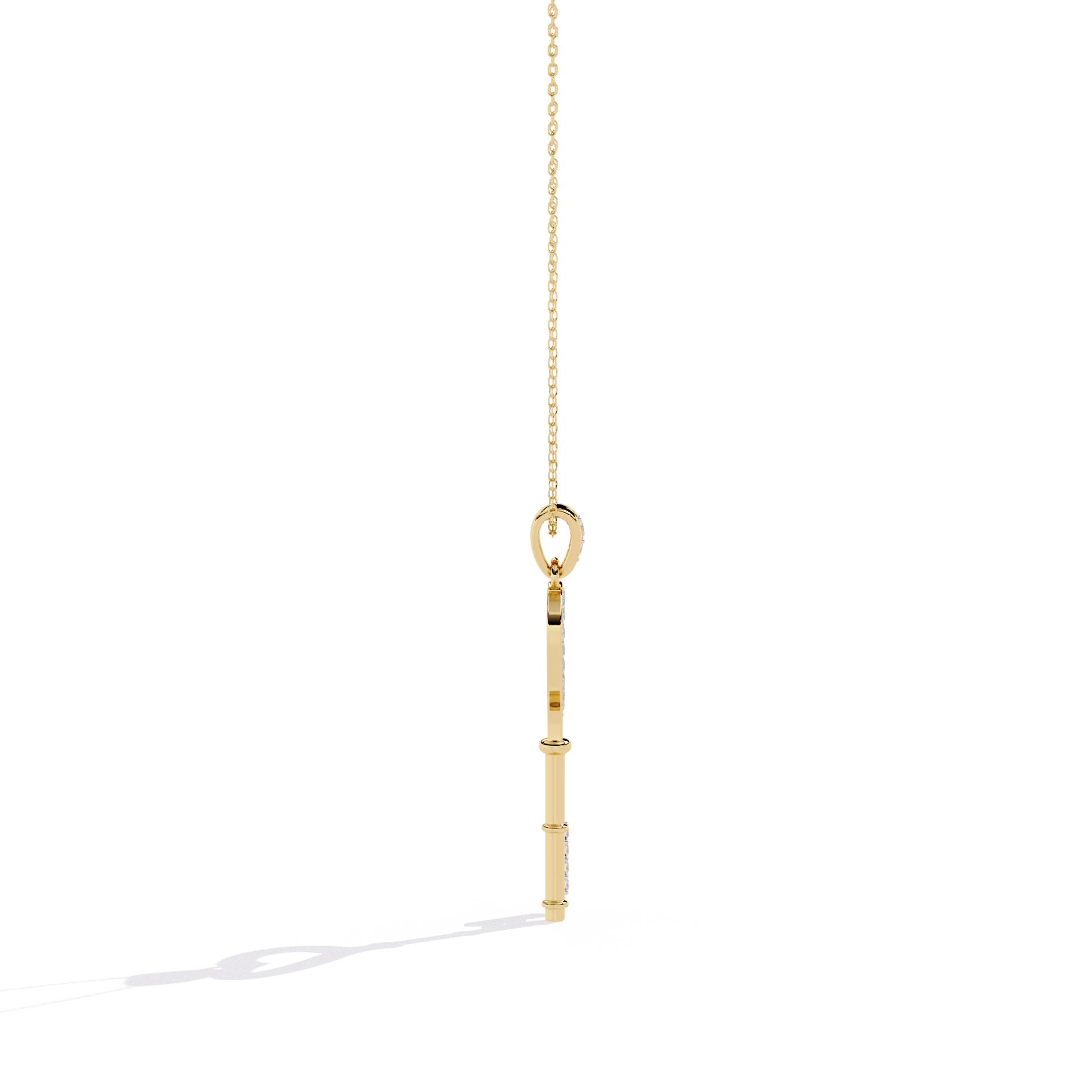 Lab Grown Diamonds Heart Key Pendant in Gold – Round Cut Diamonds