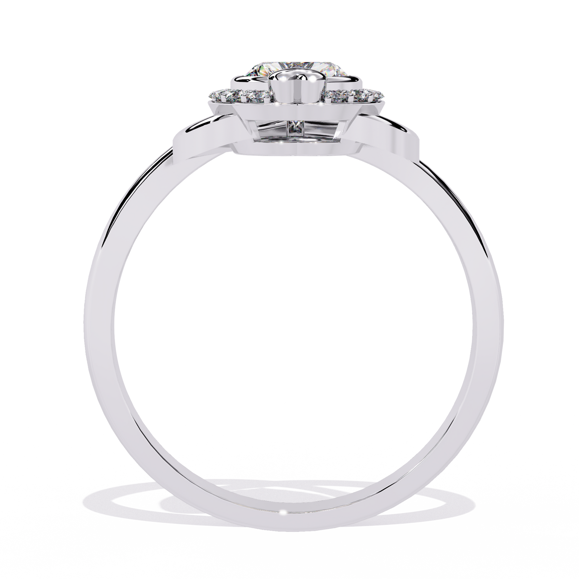 0.50+0.06 Ct HR and round cut lab-grown diamond ring in gold setting