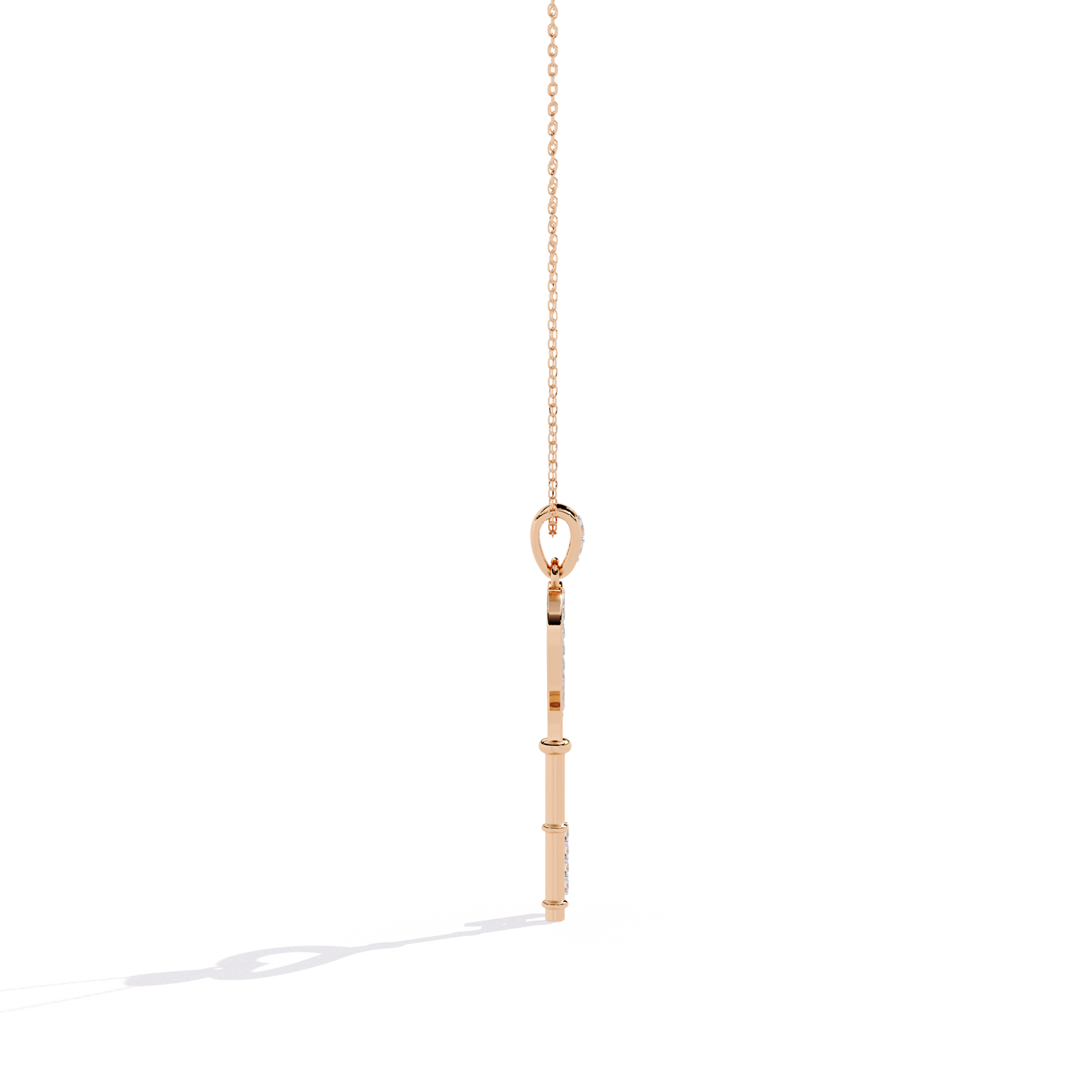 Lab Grown Diamonds Heart Key Pendant in Gold – Round Cut Diamonds