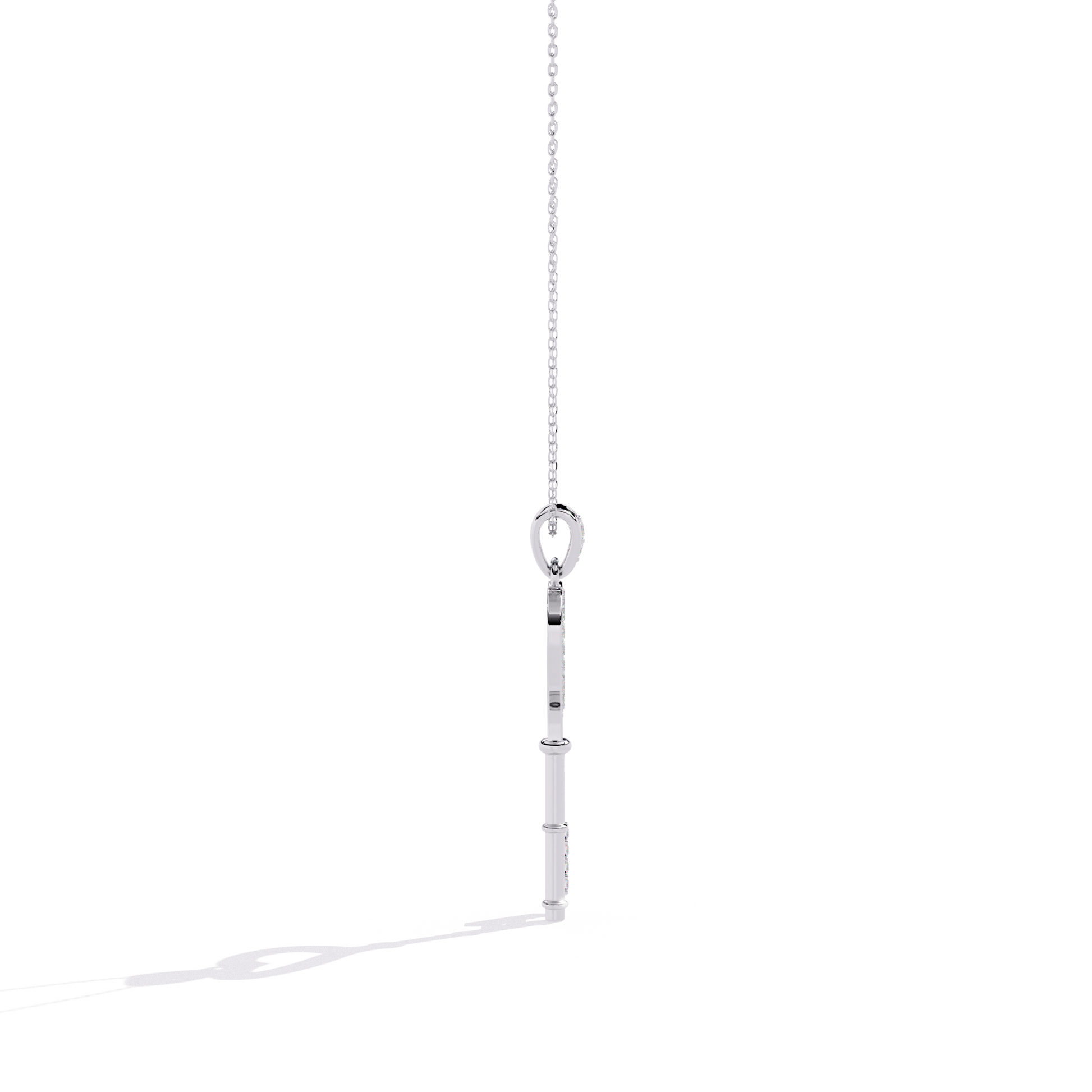 Lab Grown Diamonds Heart Key Pendant in Gold – Round Cut Diamonds