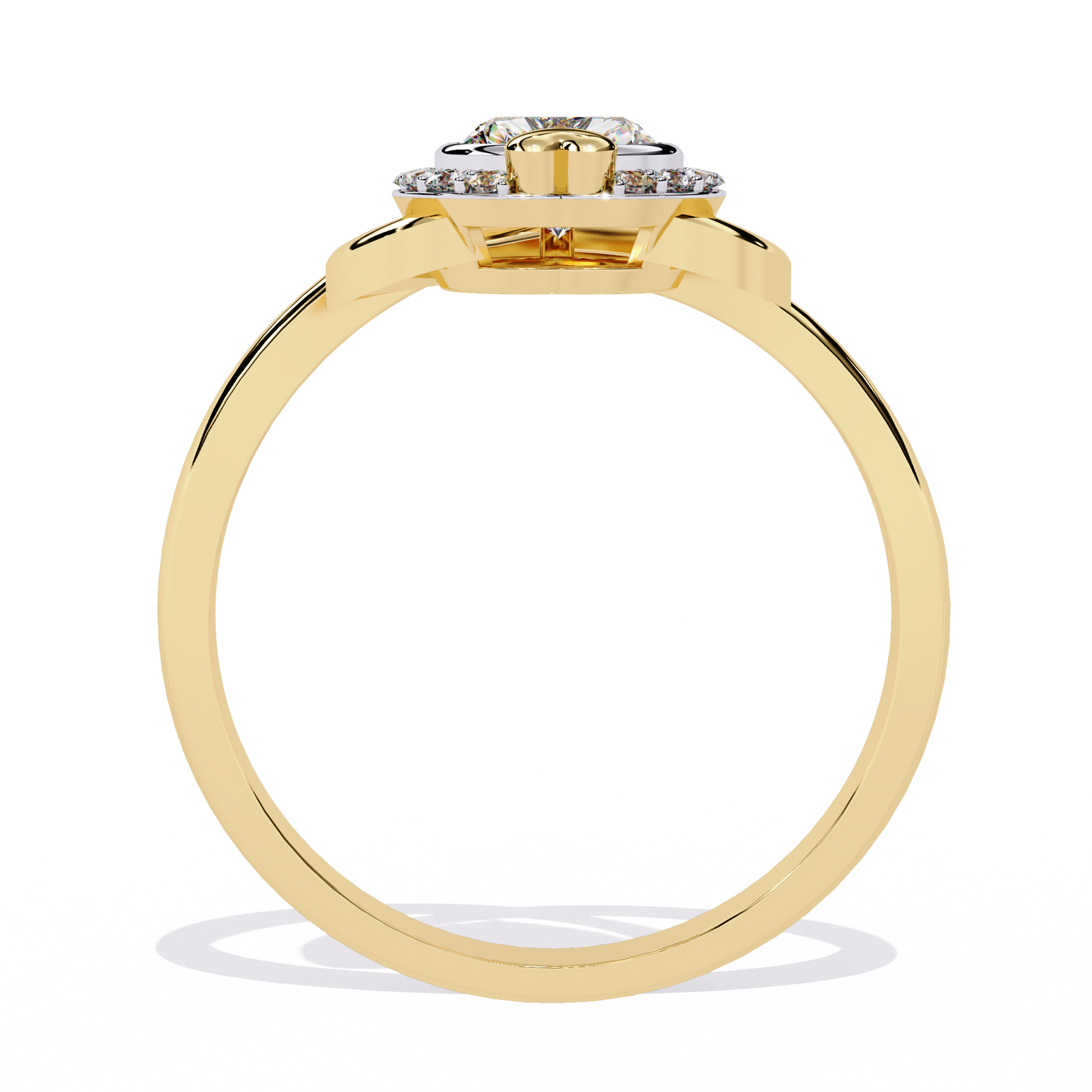 0.50+0.06 Ct HR and round cut lab-grown diamond ring in gold setting