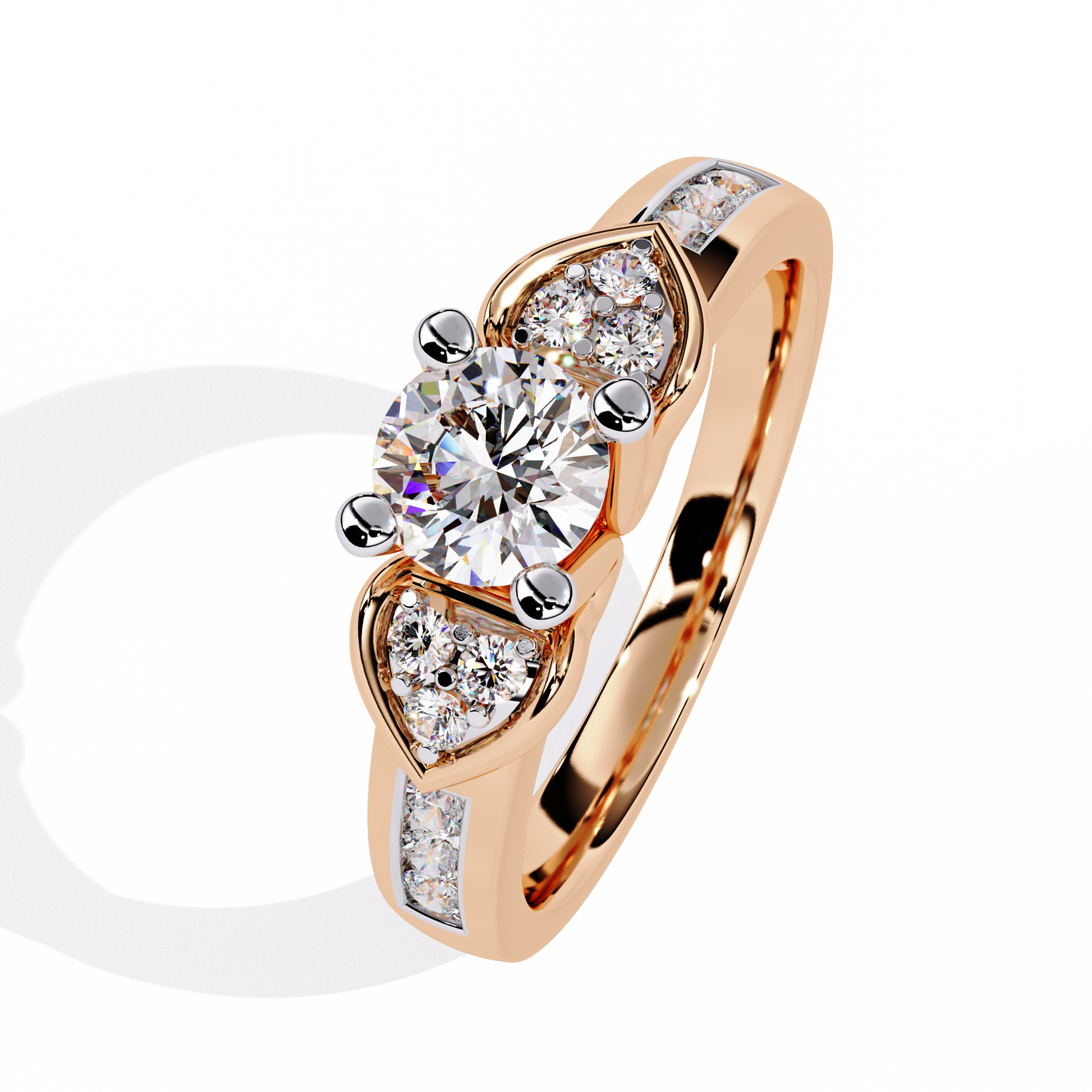 0.47+0.19 Ct round lab-grown diamond ring with dual-diamond setting