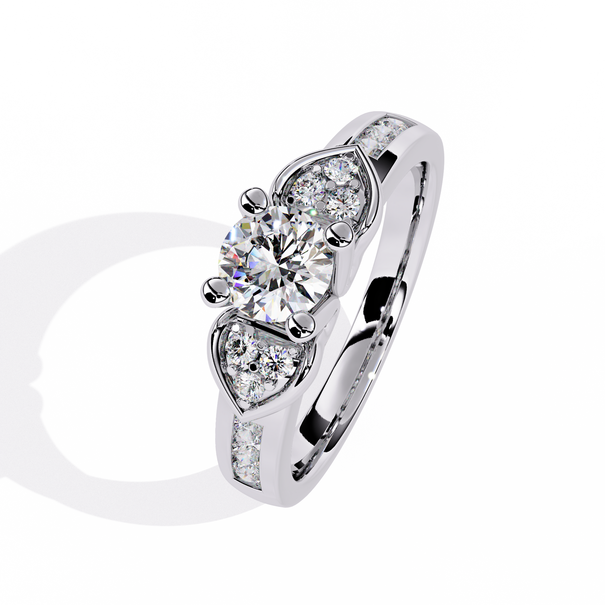 0.47+0.19 Ct round lab-grown diamond ring with dual-diamond setting