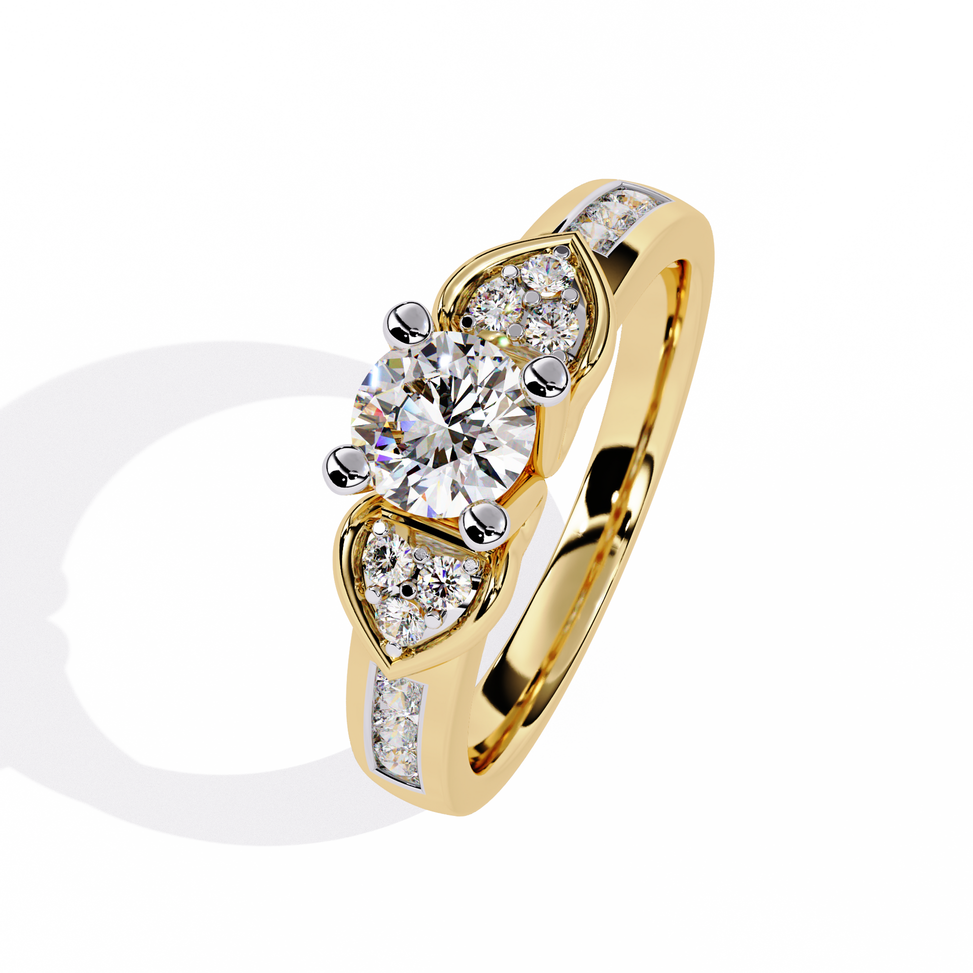 0.47+0.19 Ct round lab-grown diamond ring with dual-diamond setting