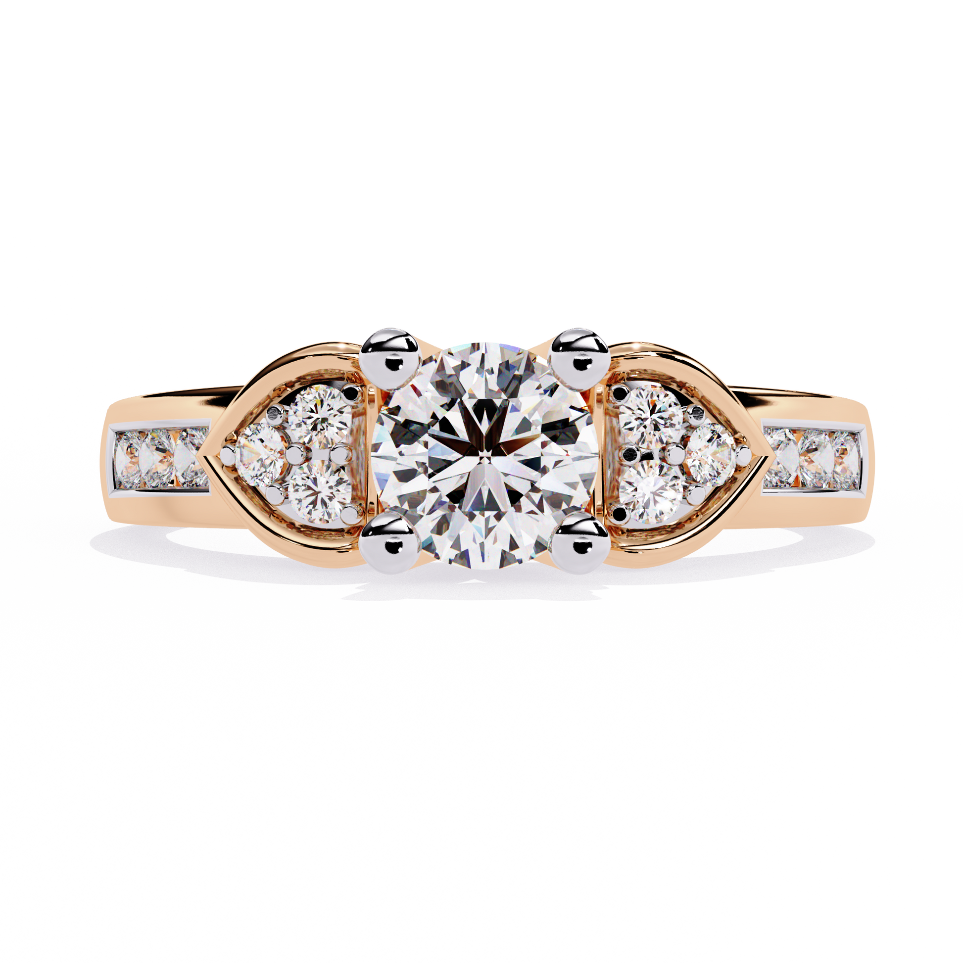 0.47+0.19 Ct round lab-grown diamond ring with dual-diamond setting