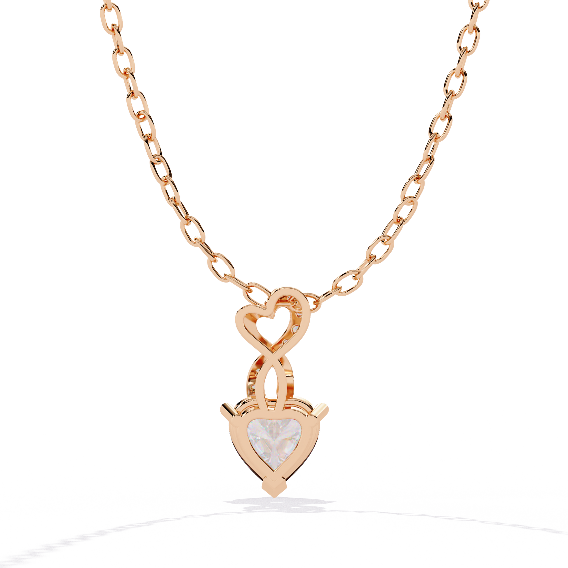 Infinity Heart Solitaire Lab Grown Diamond Pendant in Gold – Heart & Round Cut Diamonds