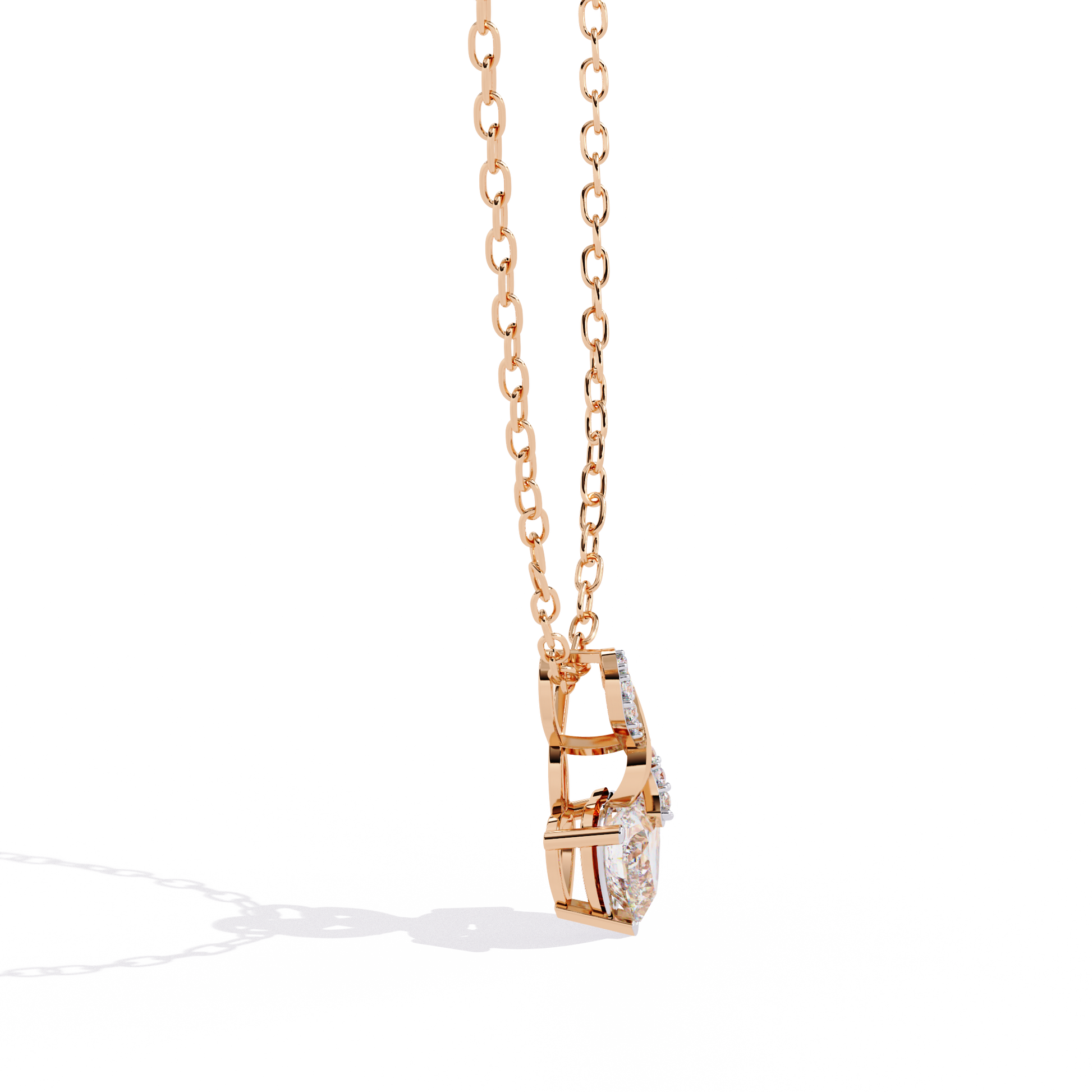 Infinity Heart Solitaire Lab Grown Diamond Pendant in Gold – Heart & Round Cut Diamonds