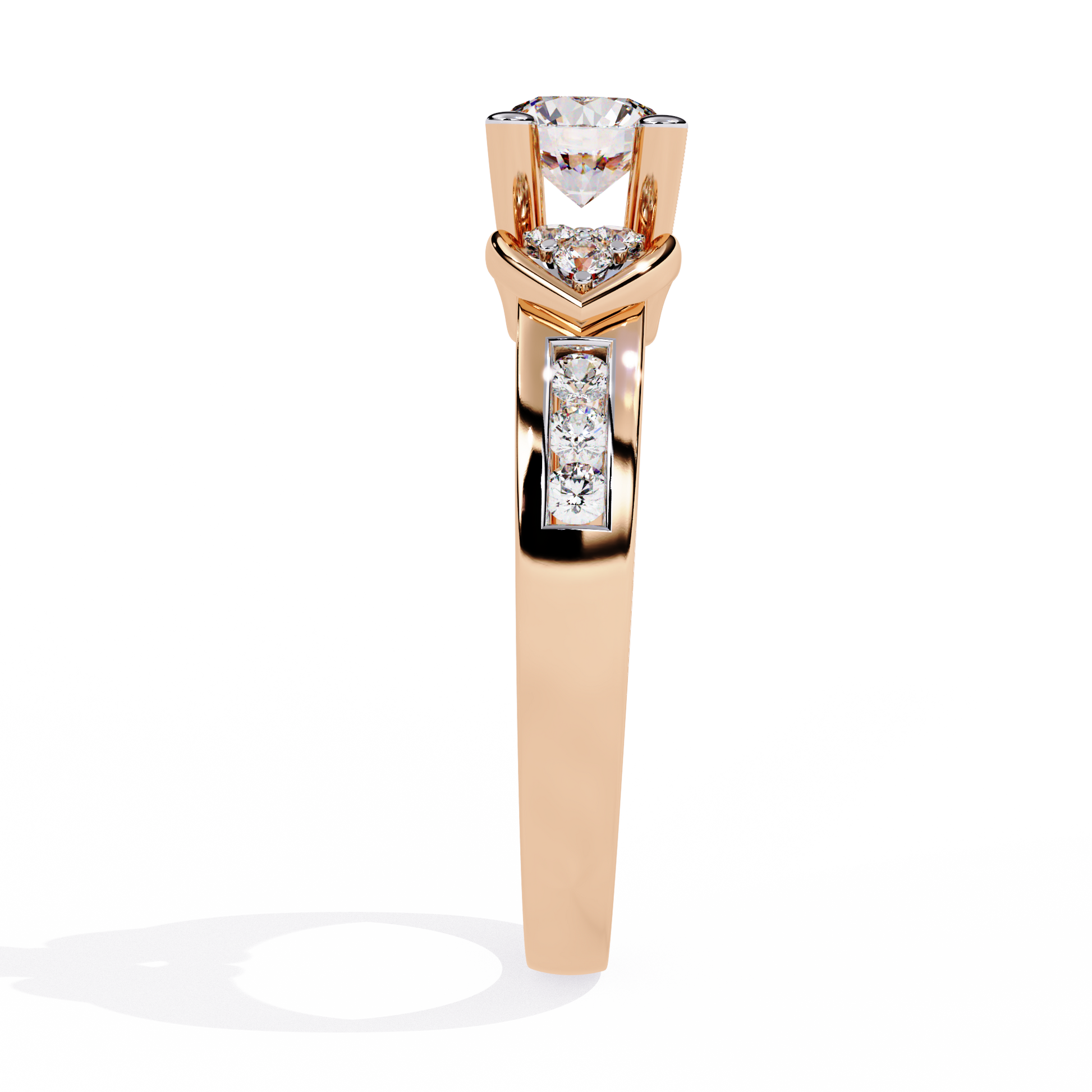 0.47+0.19 Ct round lab-grown diamond ring with dual-diamond setting