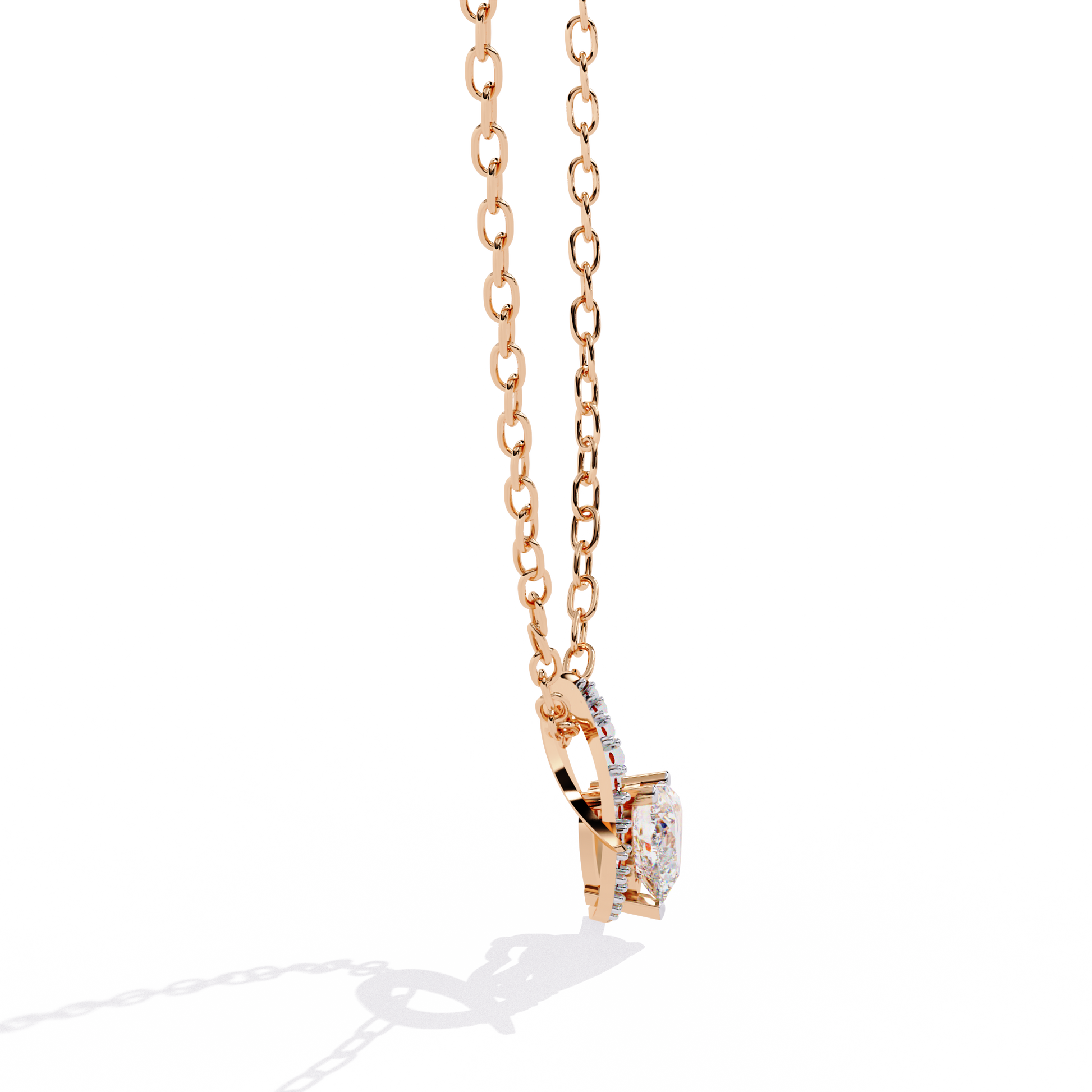 HR + Round Lab Grown Diamond Pendant – Heart & Round Cut Diamonds in Gold