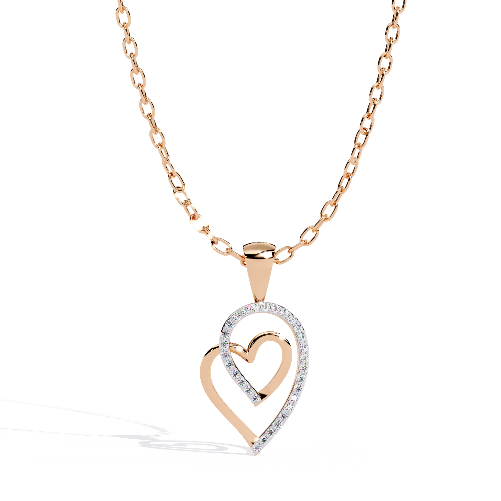 Intertwined Lab Grown Diamonds Heart Pendant – Round Cut Diamonds in Gold