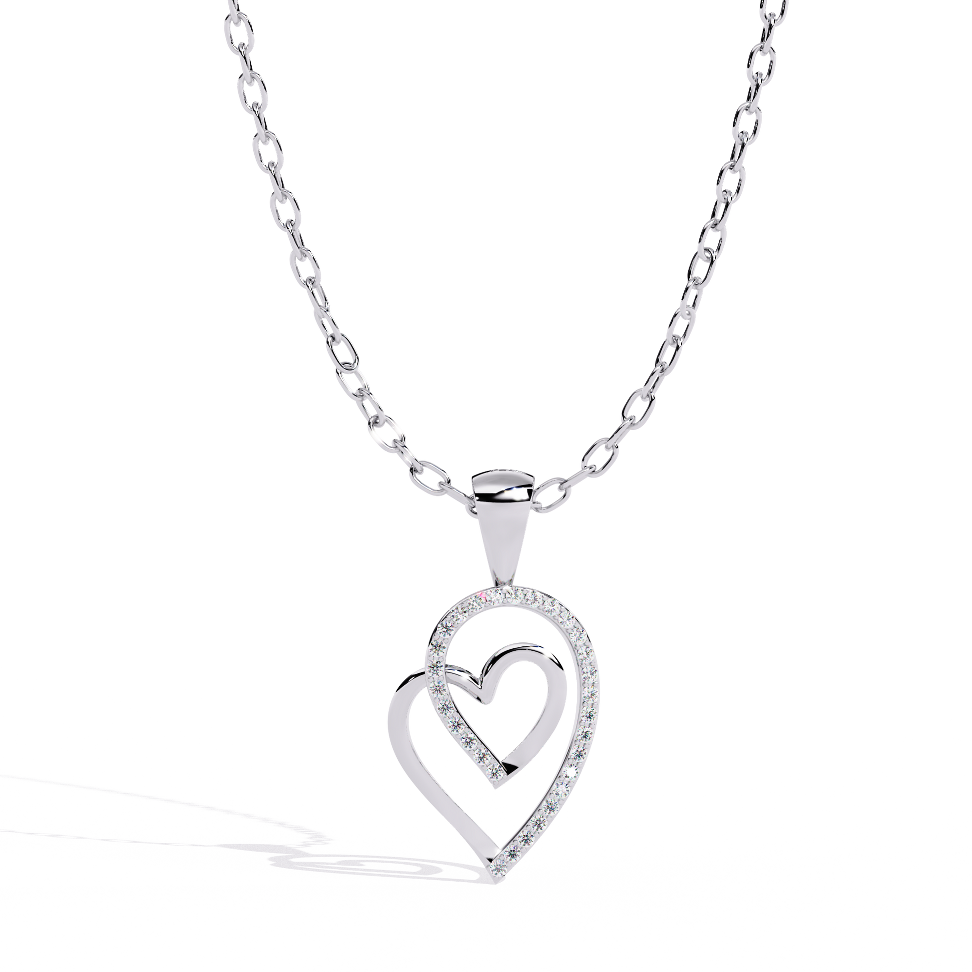 Intertwined Lab Grown Diamonds Heart Pendant – Round Cut Diamonds in Gold
